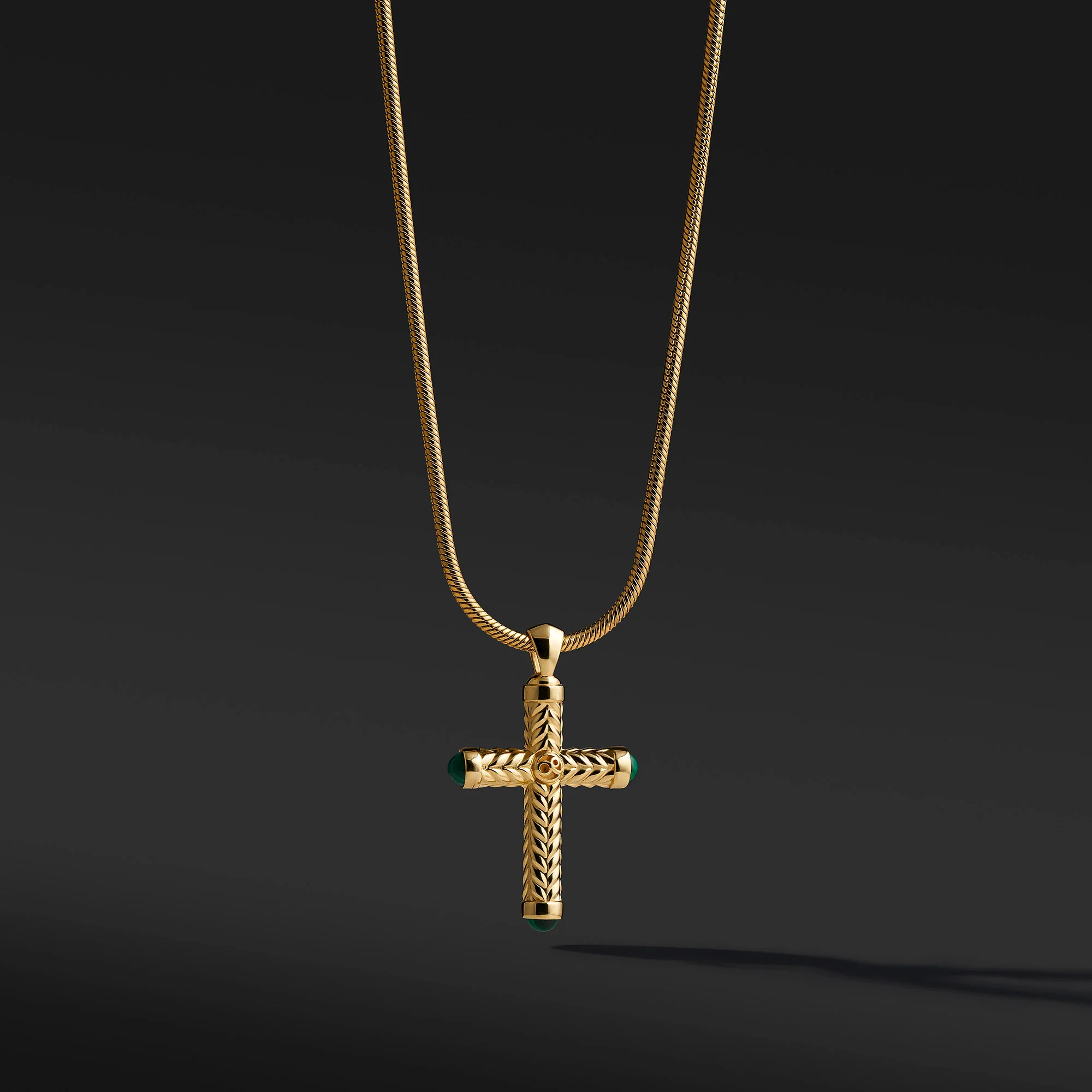 Gold Cross Pendant With Malachite - Image 2