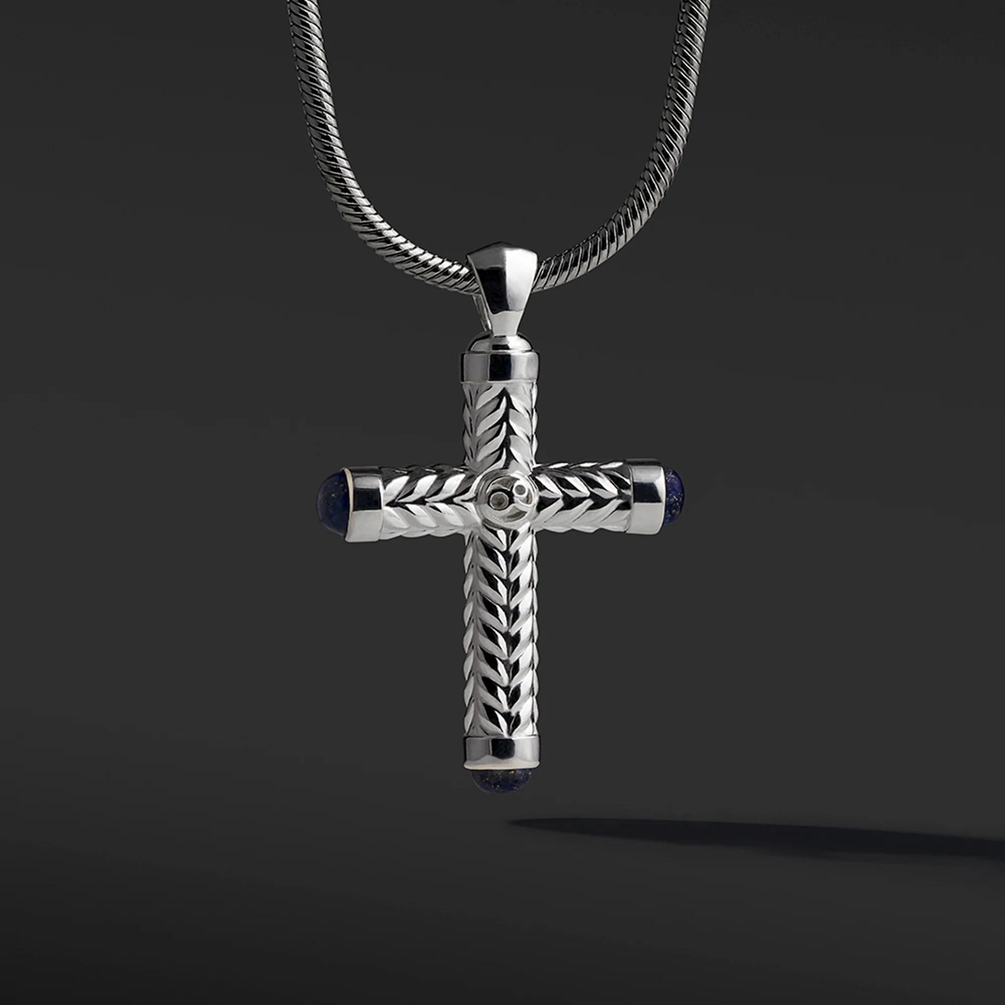 925 Silver Cross Pendant With Lapis Lazuli