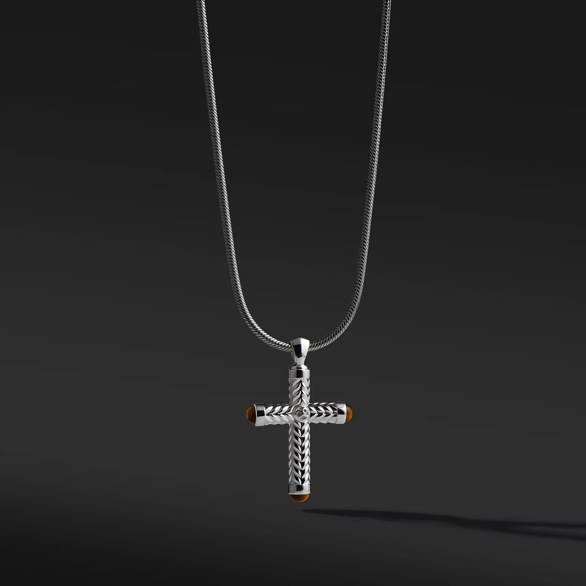 925 Silver Cross Pendant With Tiger Eye - Image 2