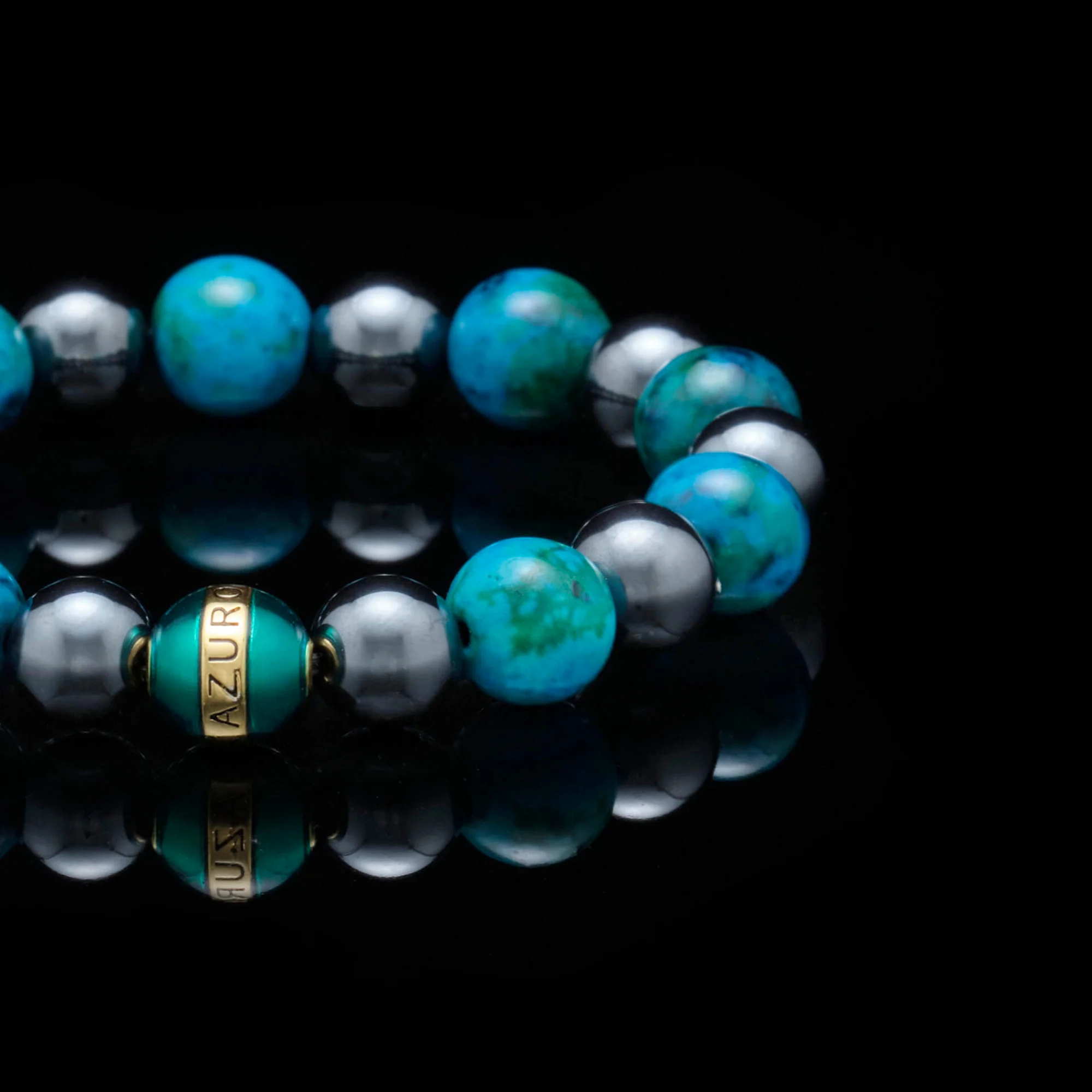 Artemis | Gold Enamel Hematite Turquoise Beaded Bracelet - Image 2