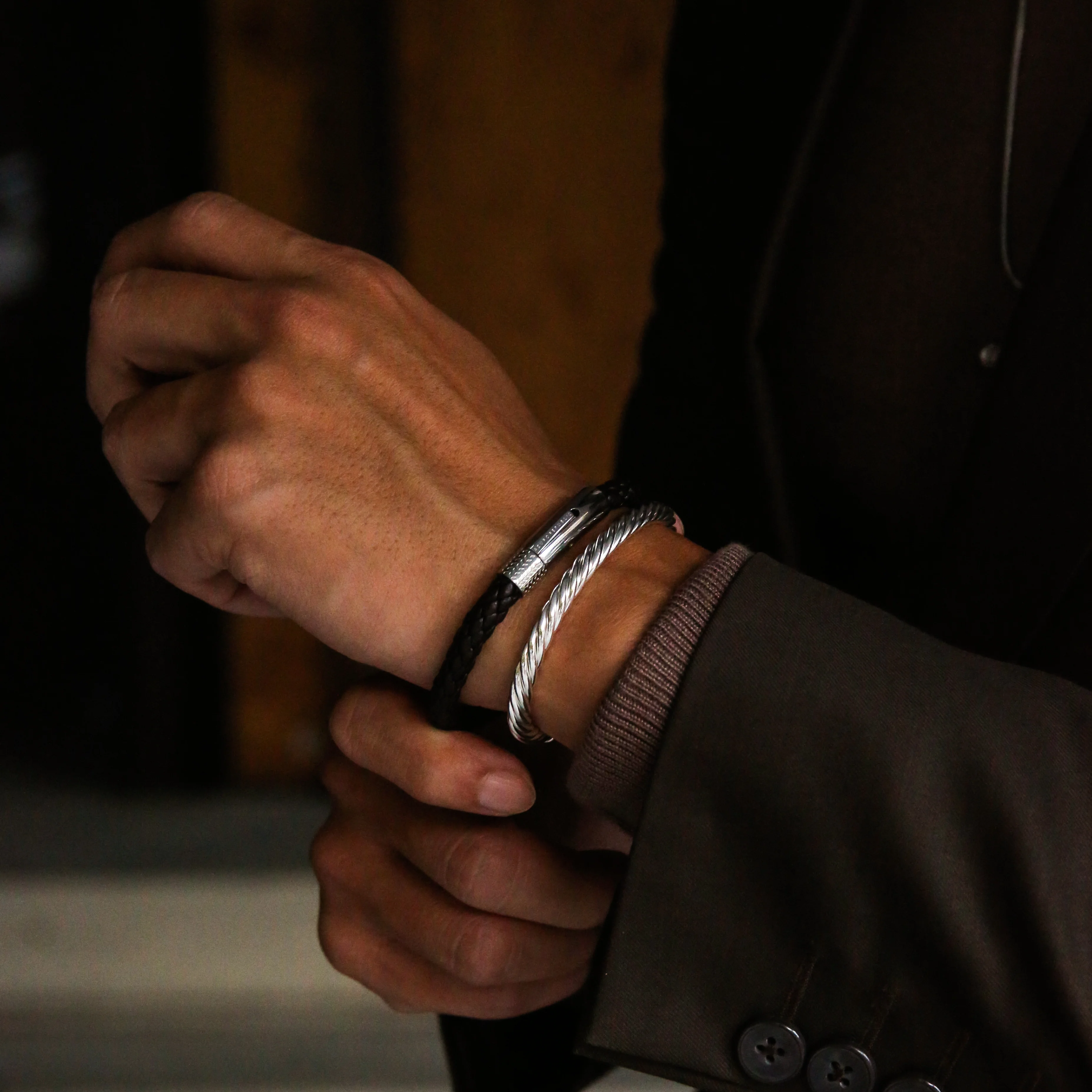 Black Leather Bracelet - Image 3