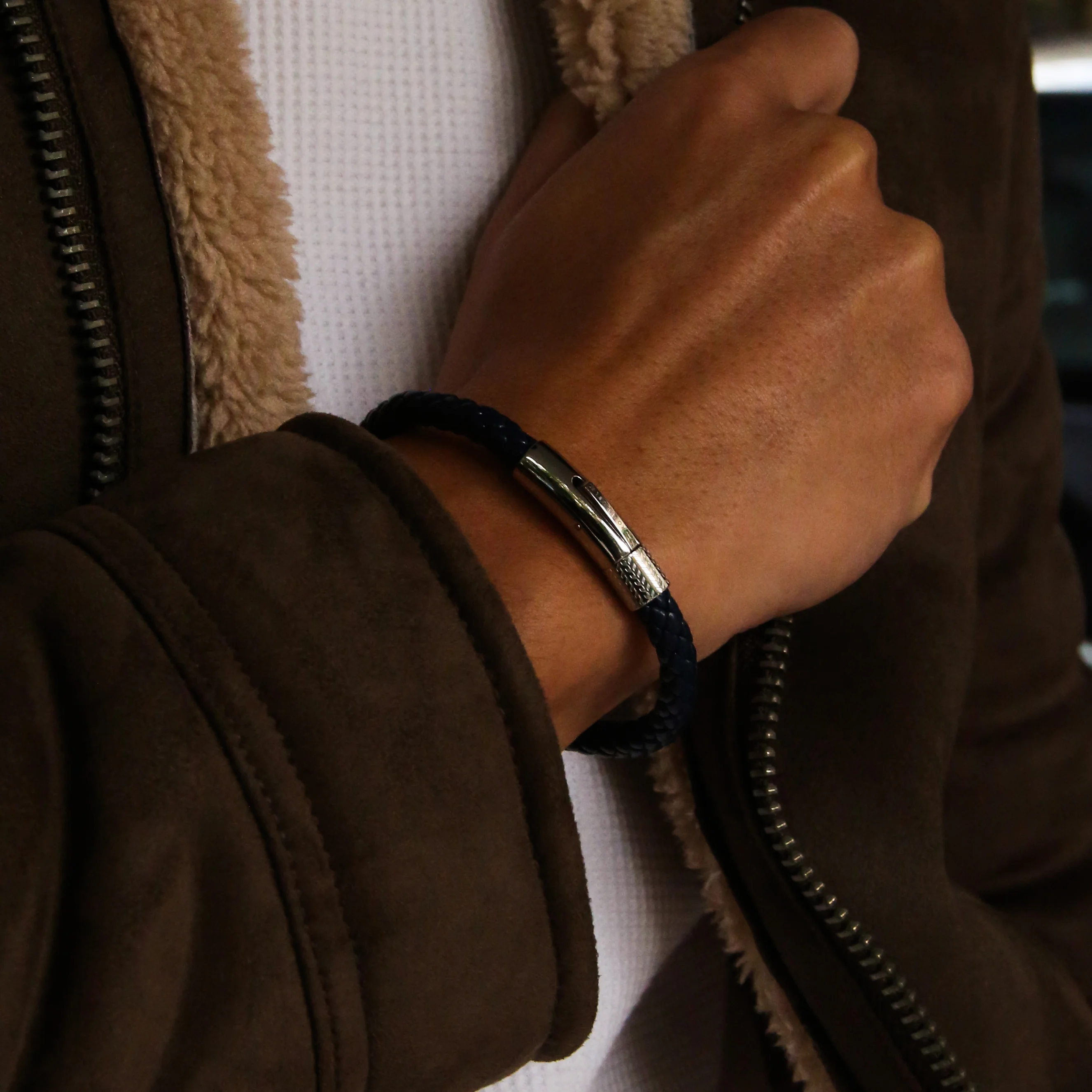 Blue Leather Bracelet - Image 4