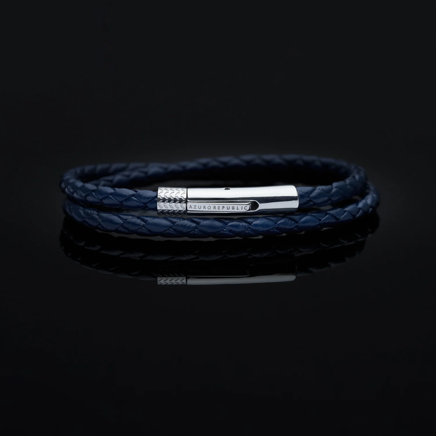 Blue Leather Wrap Bracelet