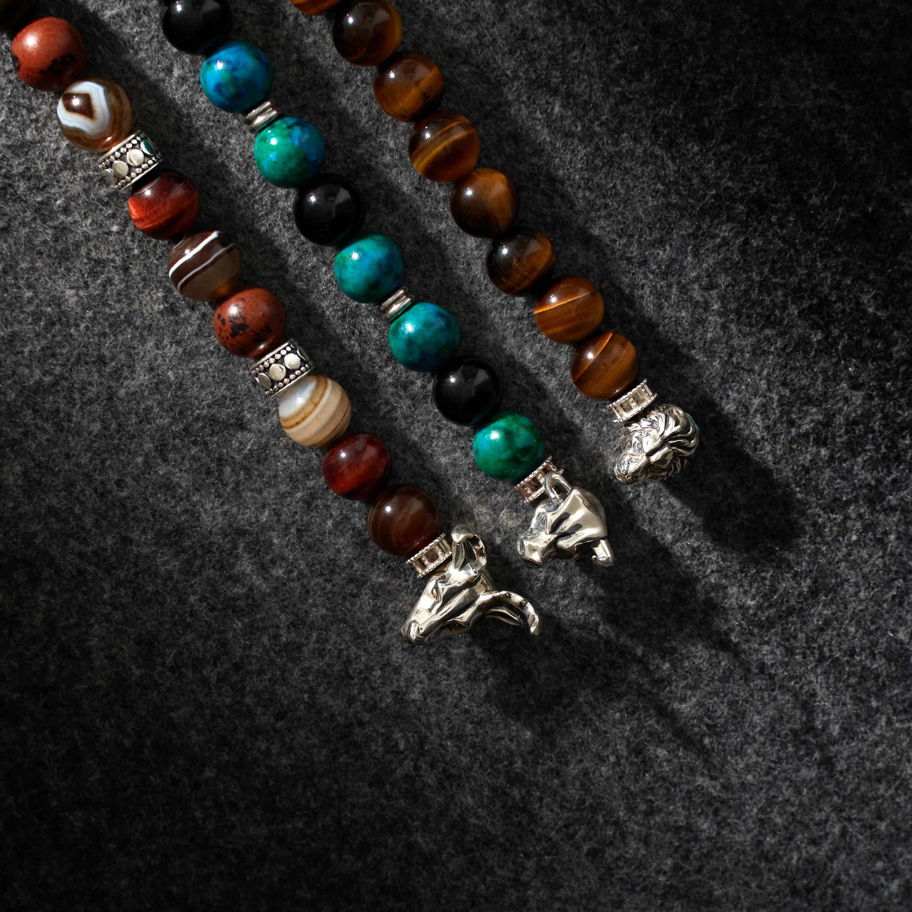 Bull Turquoise Obsidian Stainless Steel Bead Bracelet - Image 4