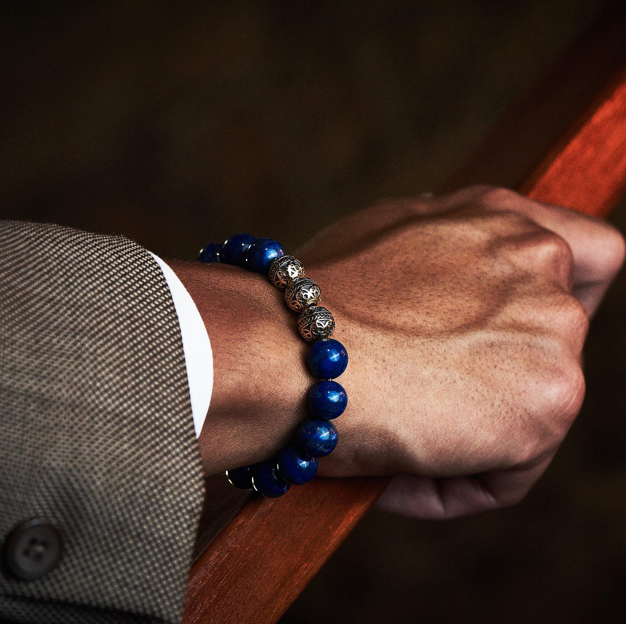 Classic Gold Lapis Lazuli Bracelet - Image 3