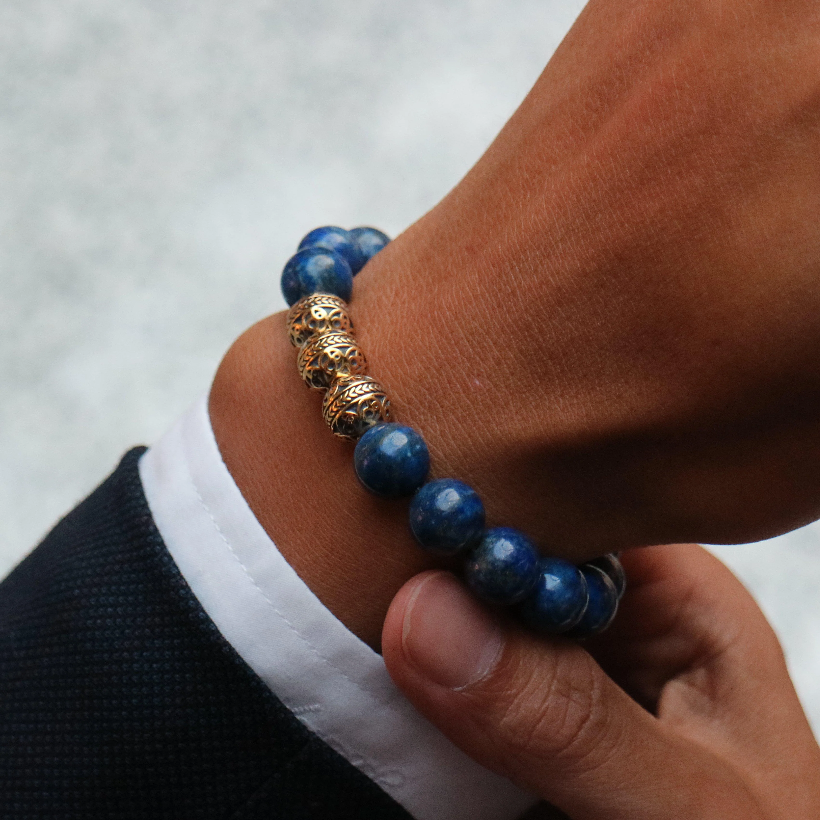 Classic Gold Lapis Lazuli Bracelet - Image 6