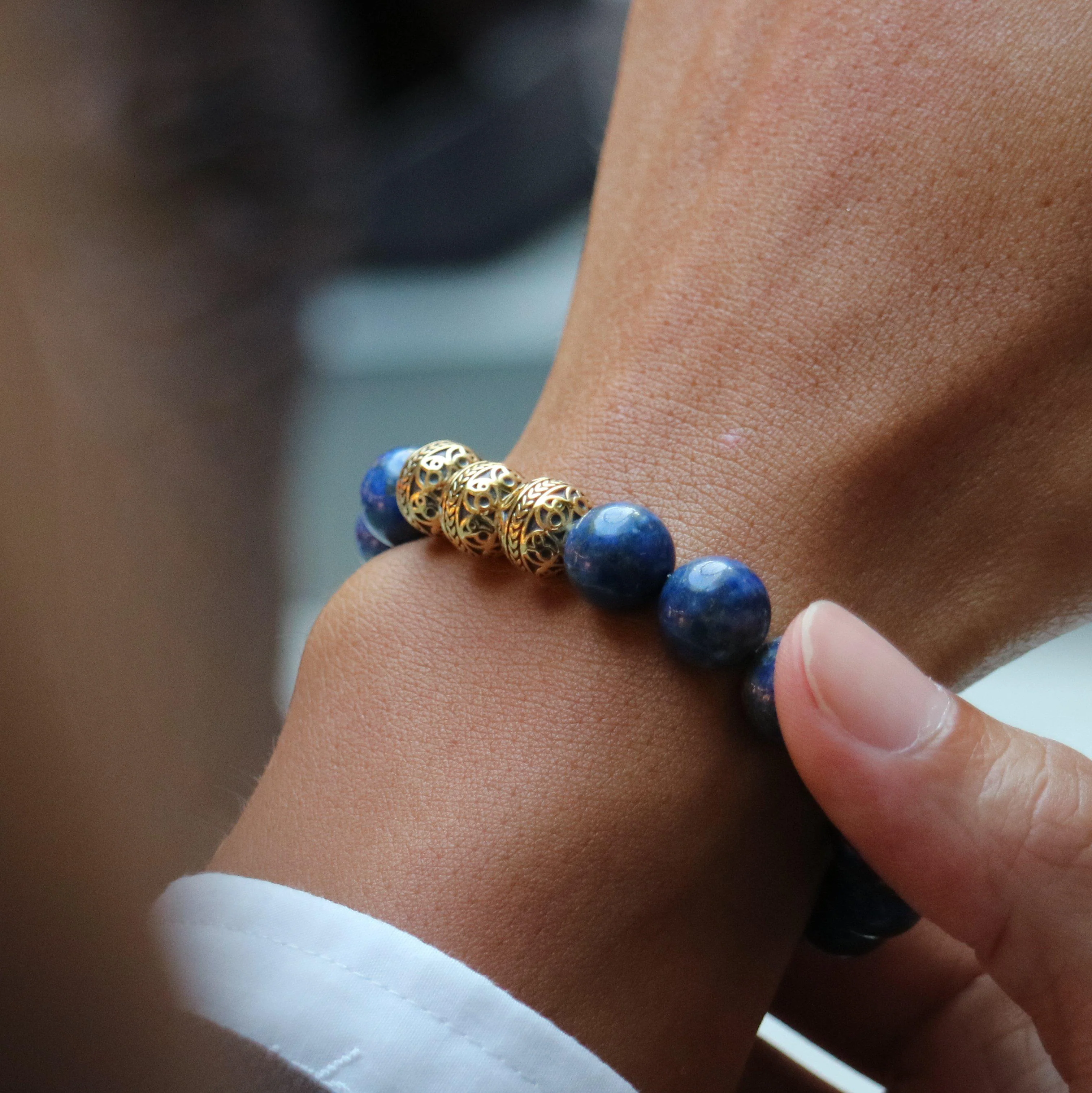 Classic Gold Lapis Lazuli Bracelet - Image 8