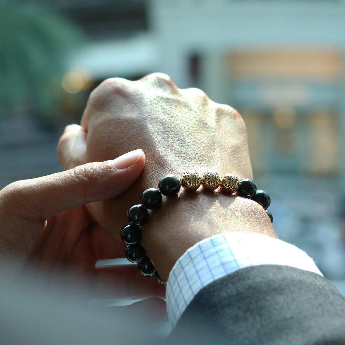 Gold Classic Obsidian Bracelet - Image 7