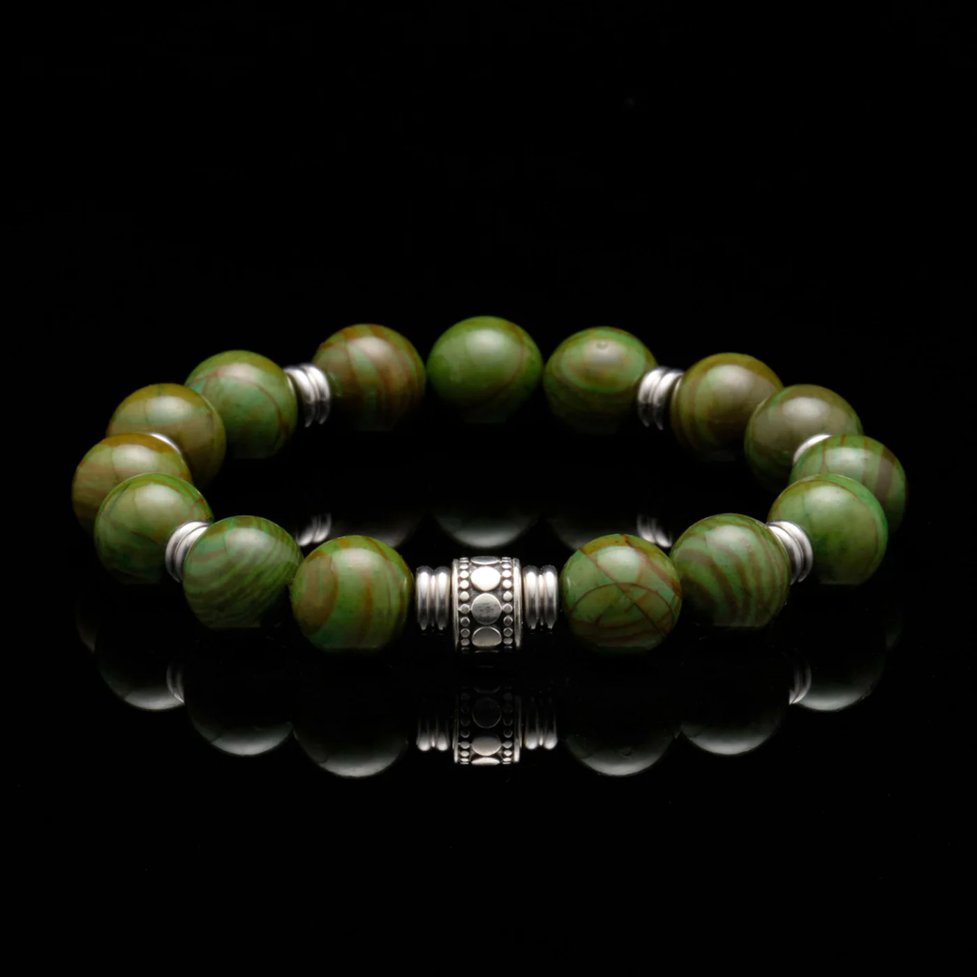 Stainless Steel Spacer Heart Chakra Bracelet