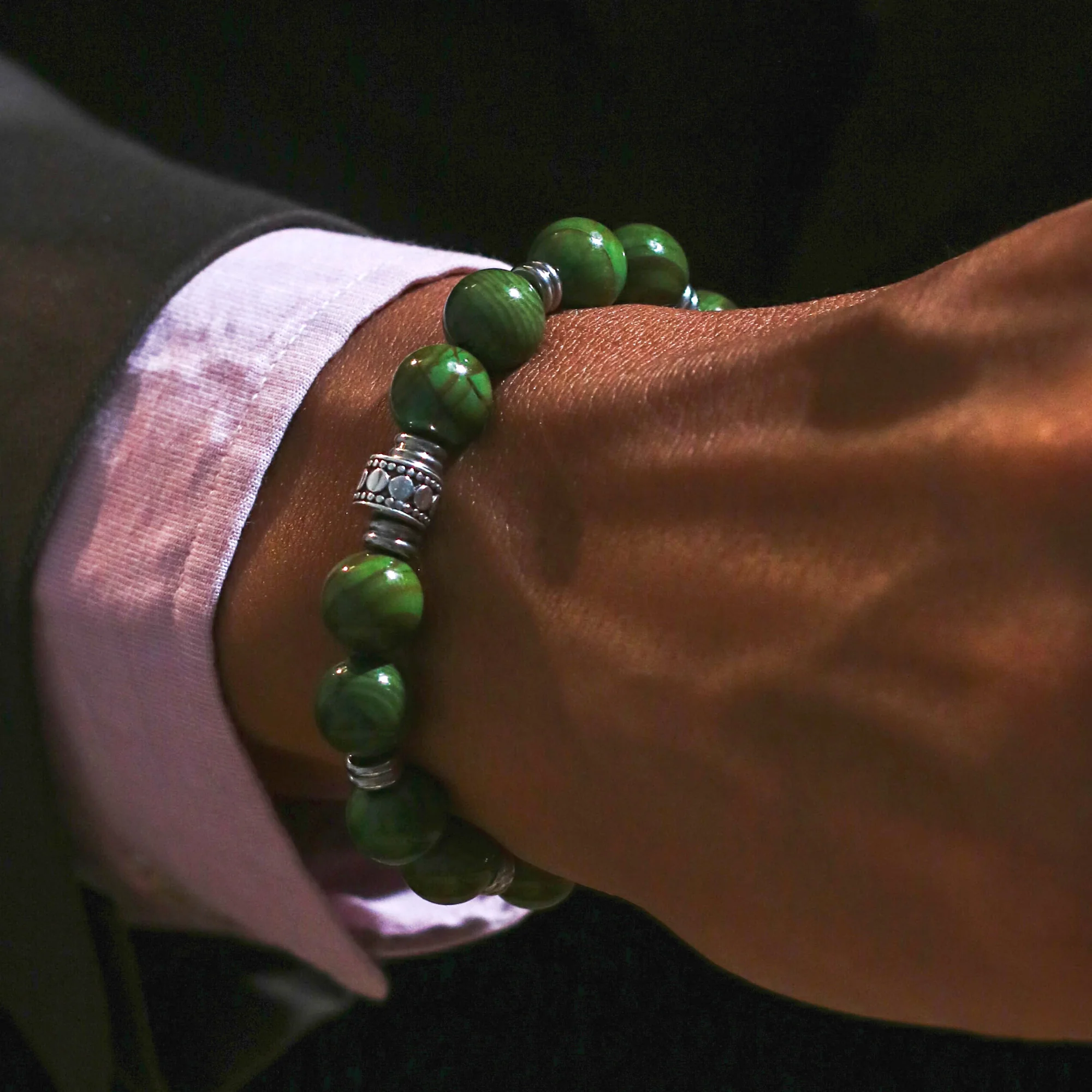 Stainless Steel Spacer Heart Chakra Bracelet - Image 3