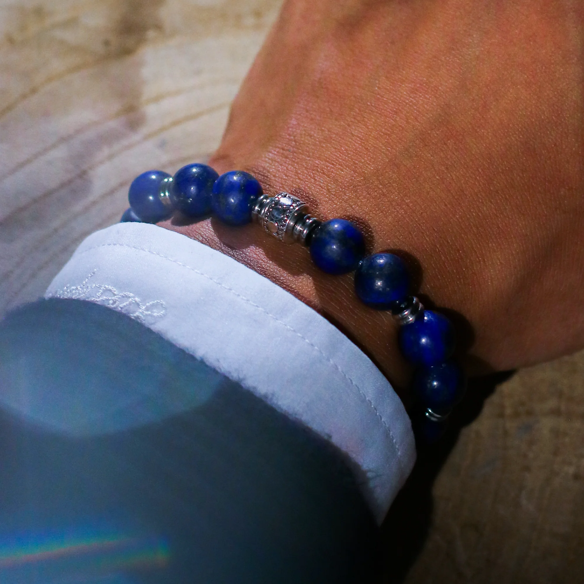 Stainless Steel Spacer Throat Chakra Bracelet - Image 3