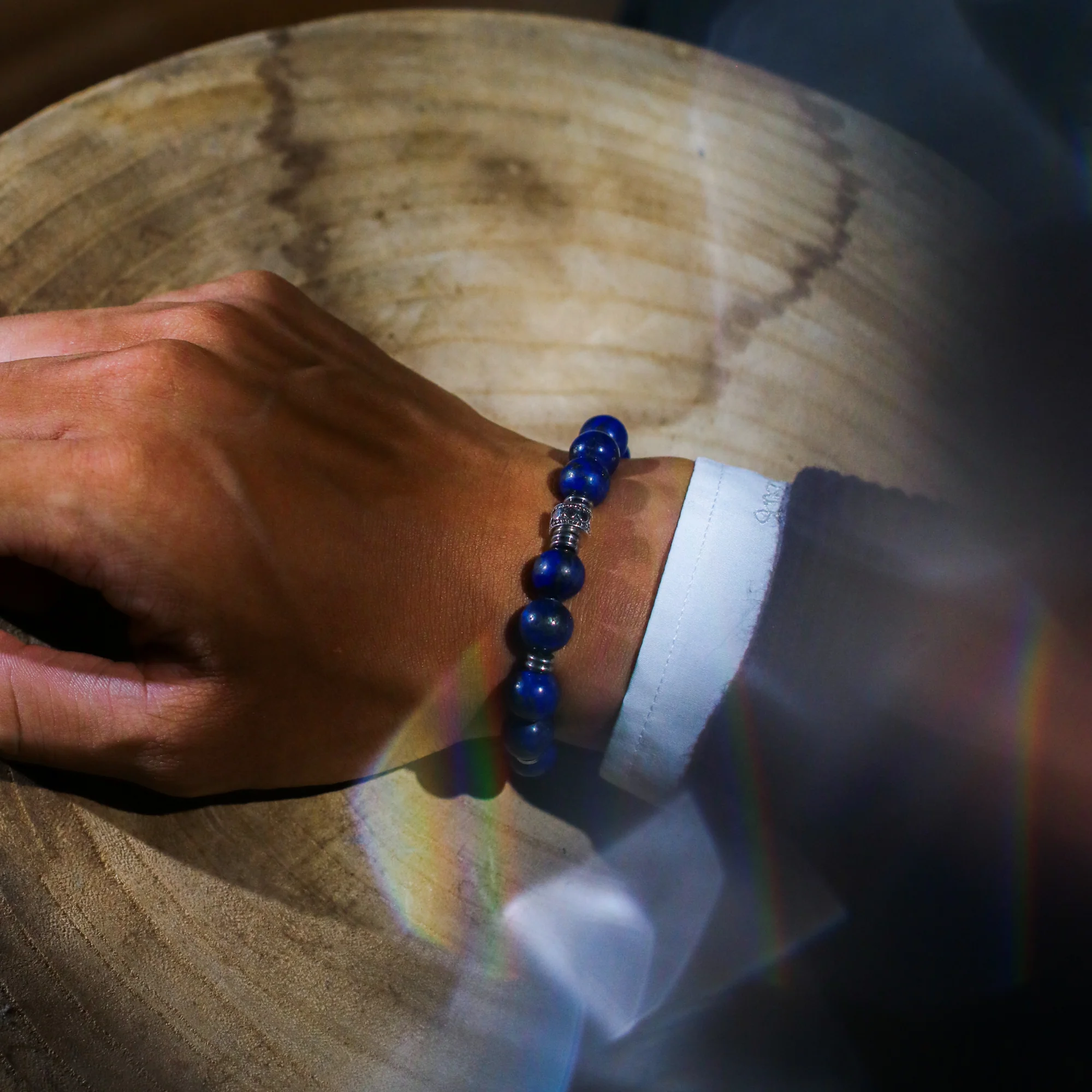 Stainless Steel Spacer Throat Chakra Bracelet - Image 5