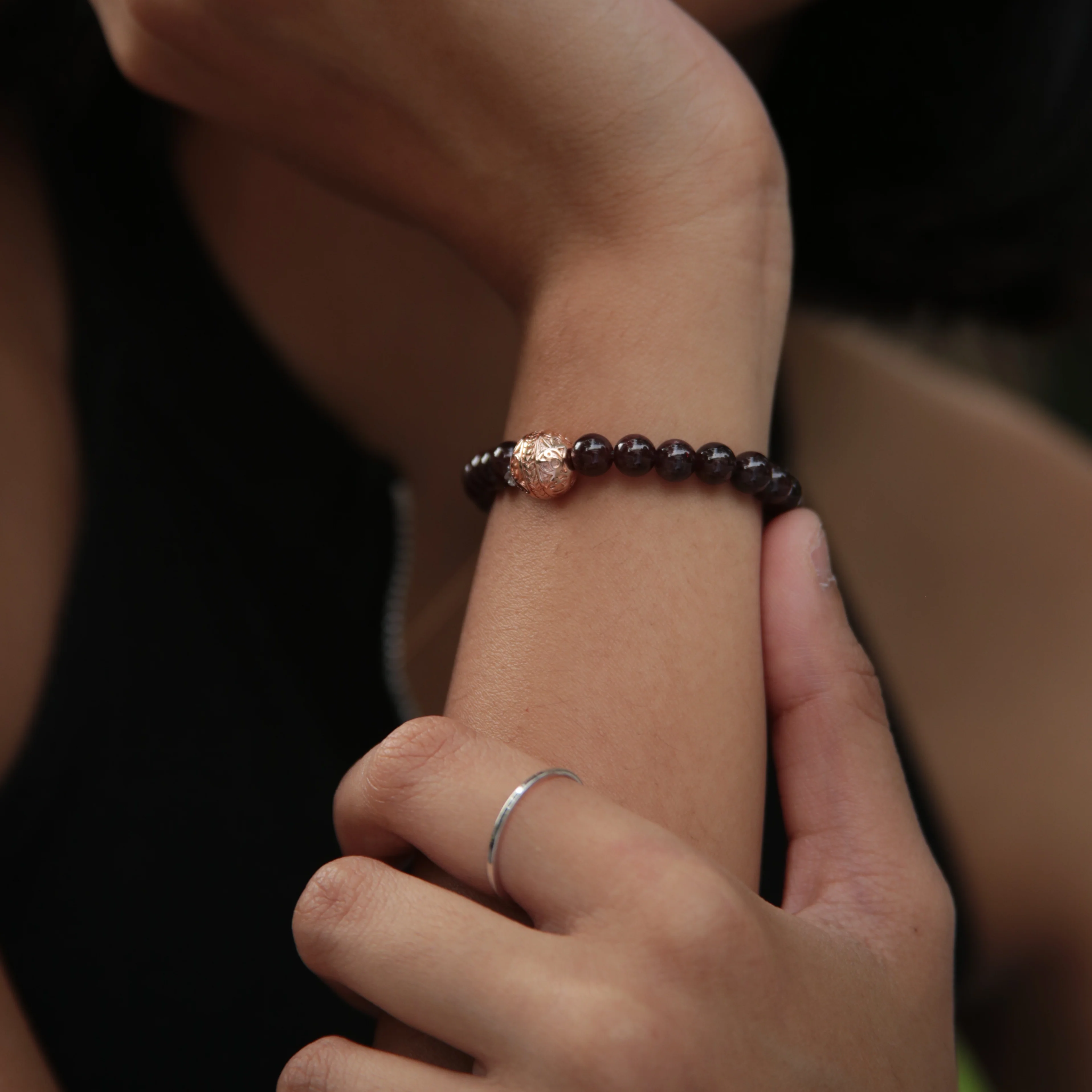 Garnet Rose Gold Bracelet - Image 3