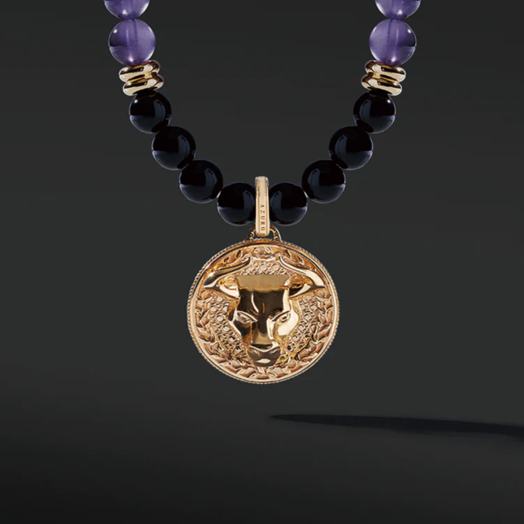 Gold Amethyst Beaded Pendant Necklace | Gold Pendants For Men