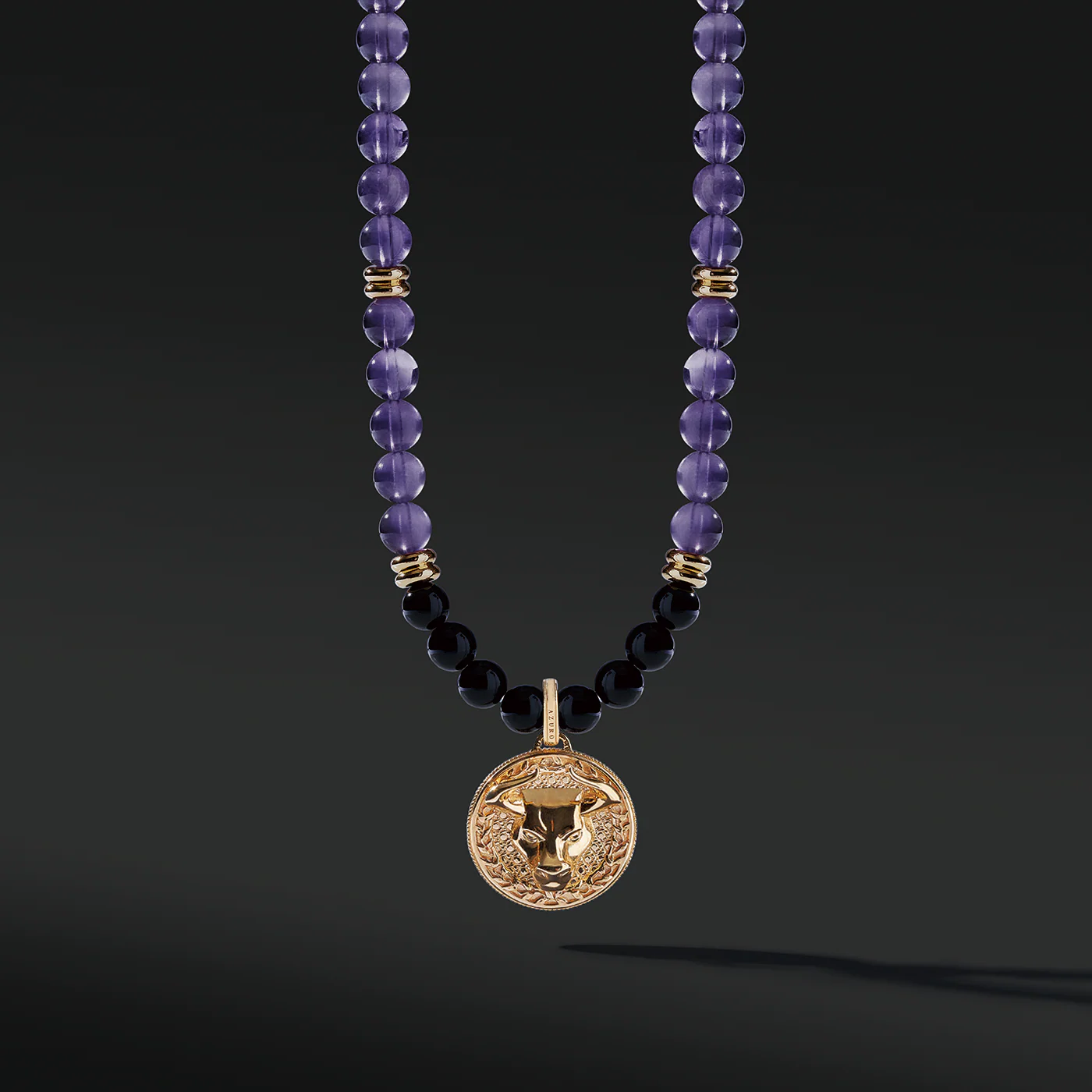 Gold Amethyst Beaded Pendant Necklace | Gold Pendants For Men - Image 2
