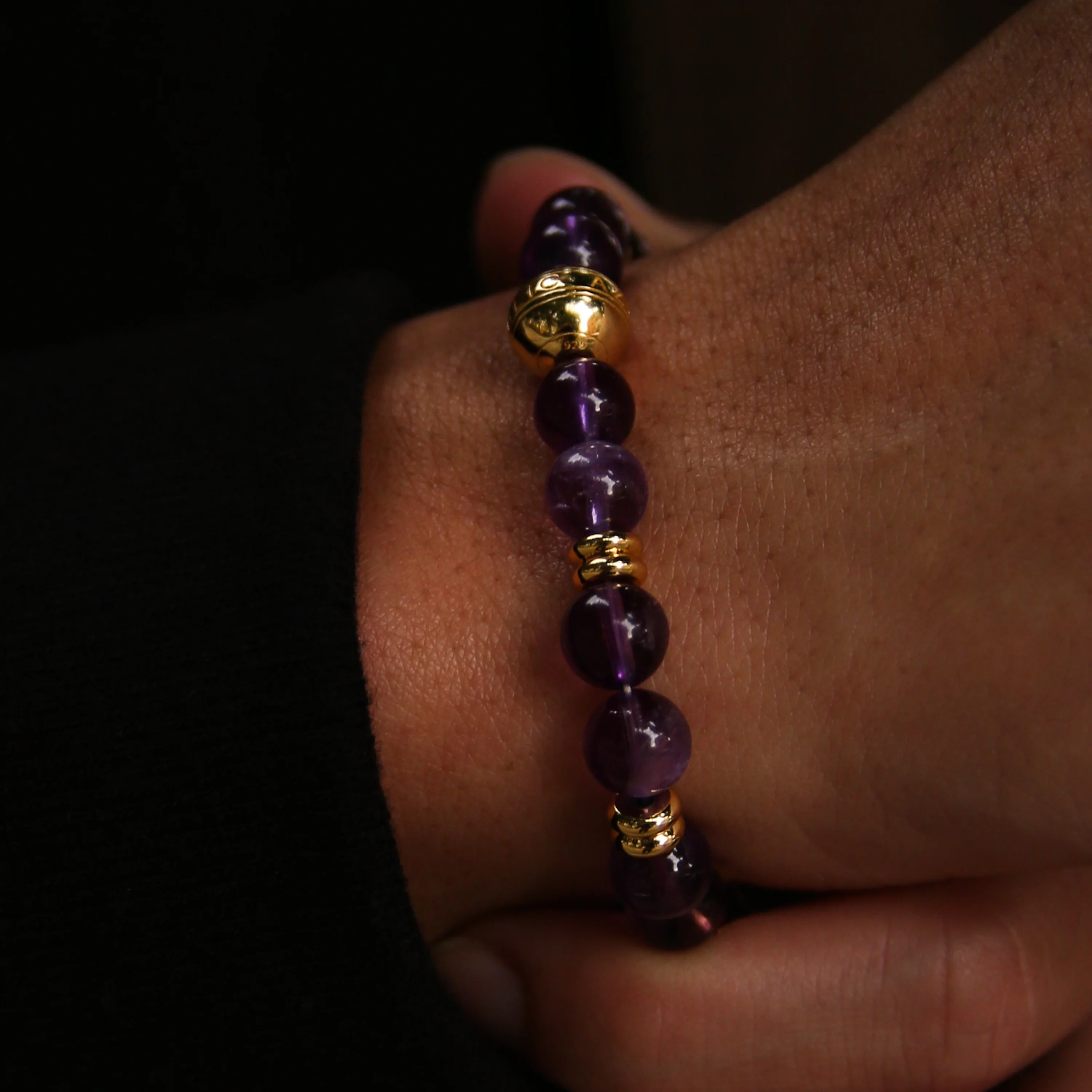 Gold Amethyst Chakra Bracelet | Gold Beaded Bracelet - Image 2