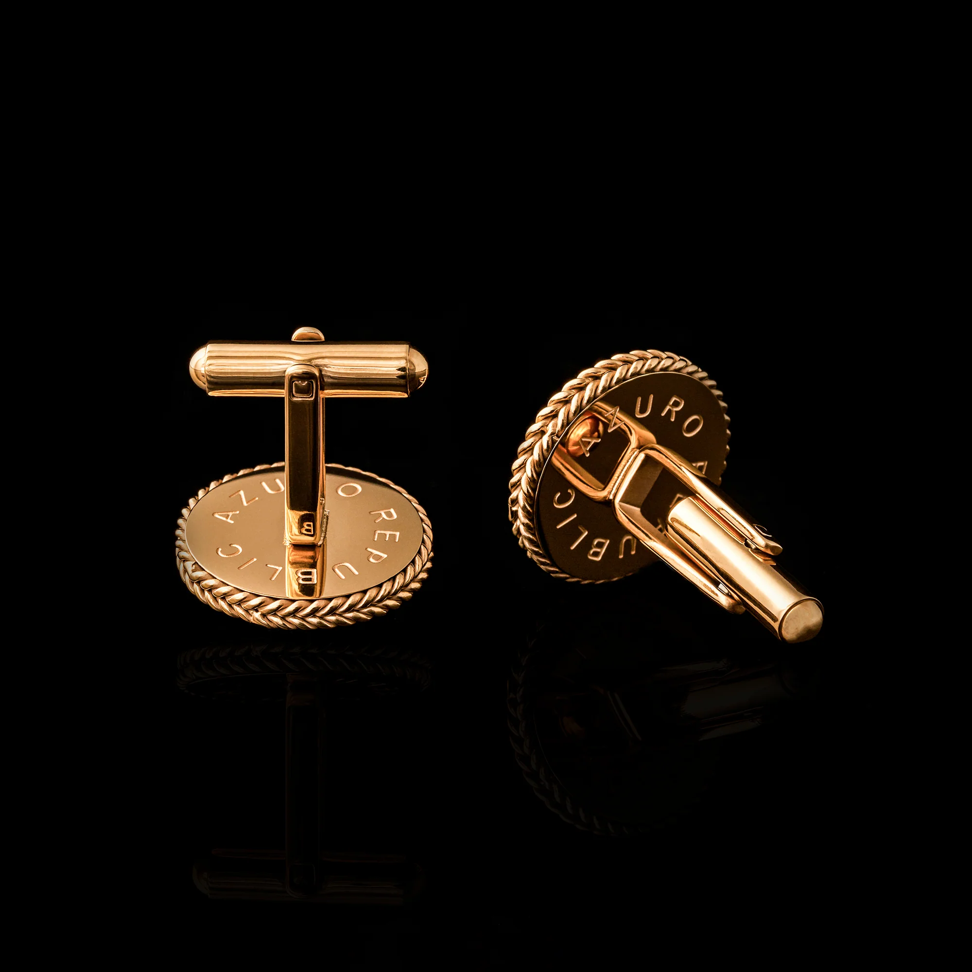 Gold Black Onyx Cufflinks | Leaf Cufflinks - Image 2