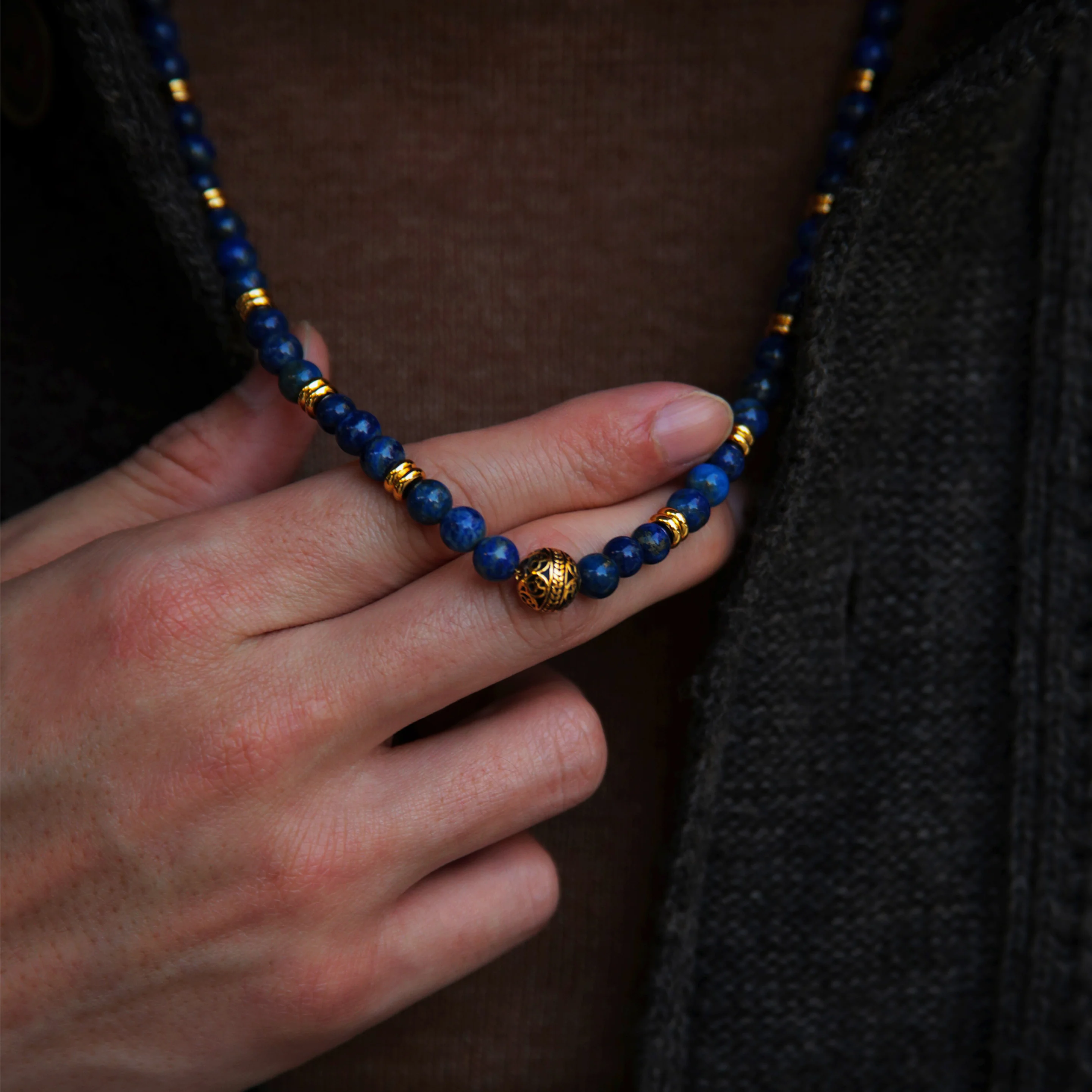 Gold Lapis Lazuli Crystal Necklace - Image 3