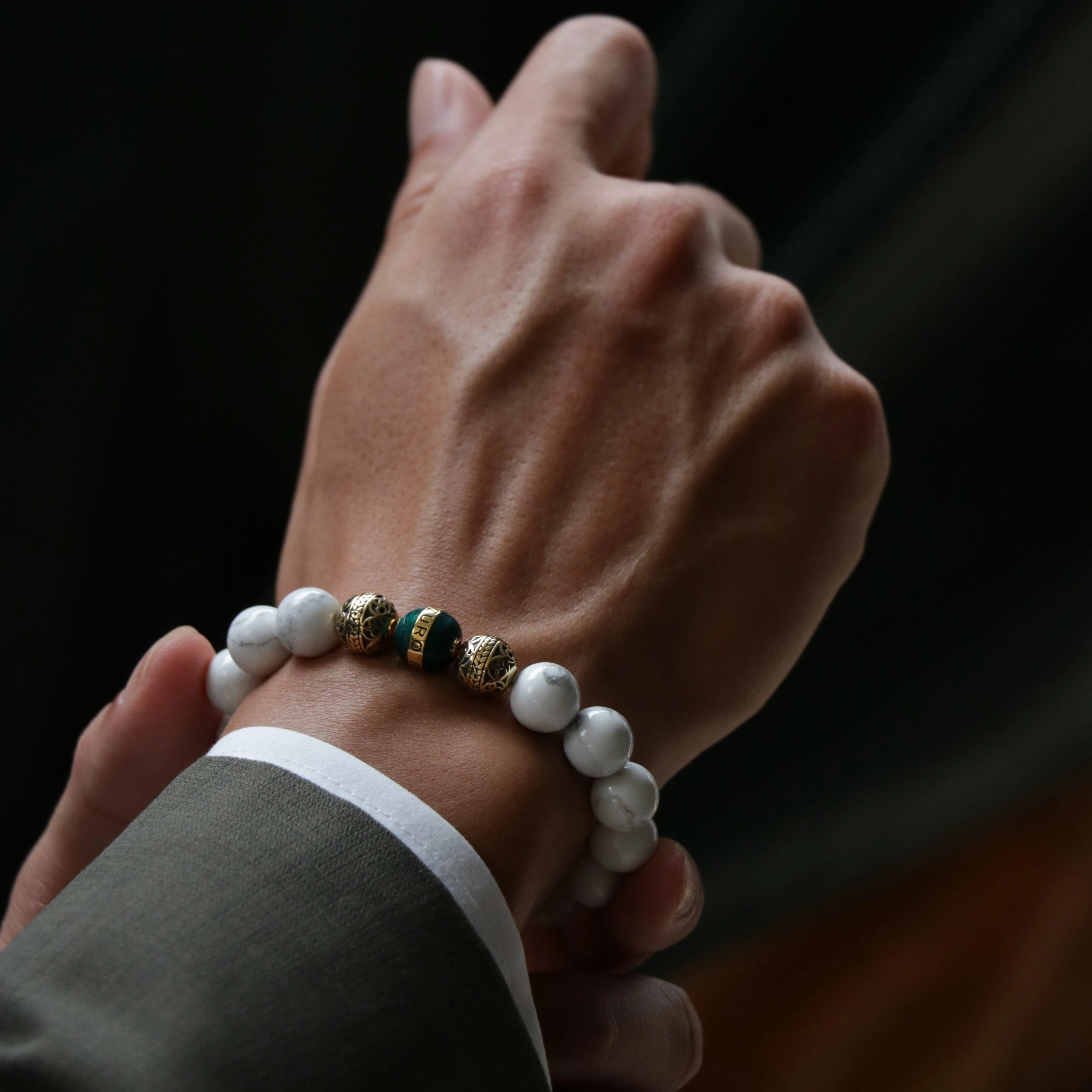 Gold Enamel Turquoise Howlite Bracelet - Image 3