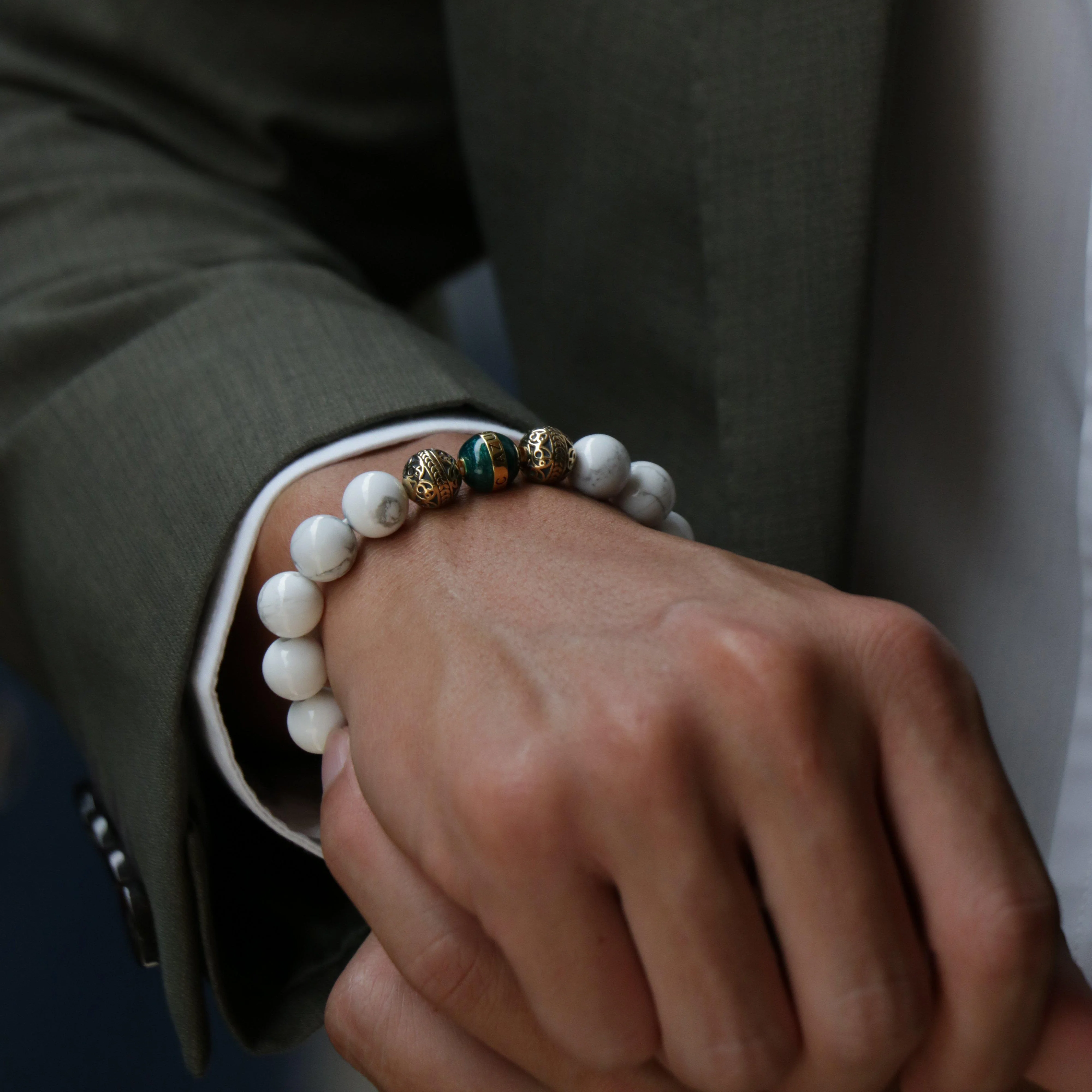 Gold Enamel Turquoise Howlite Bracelet - Image 4