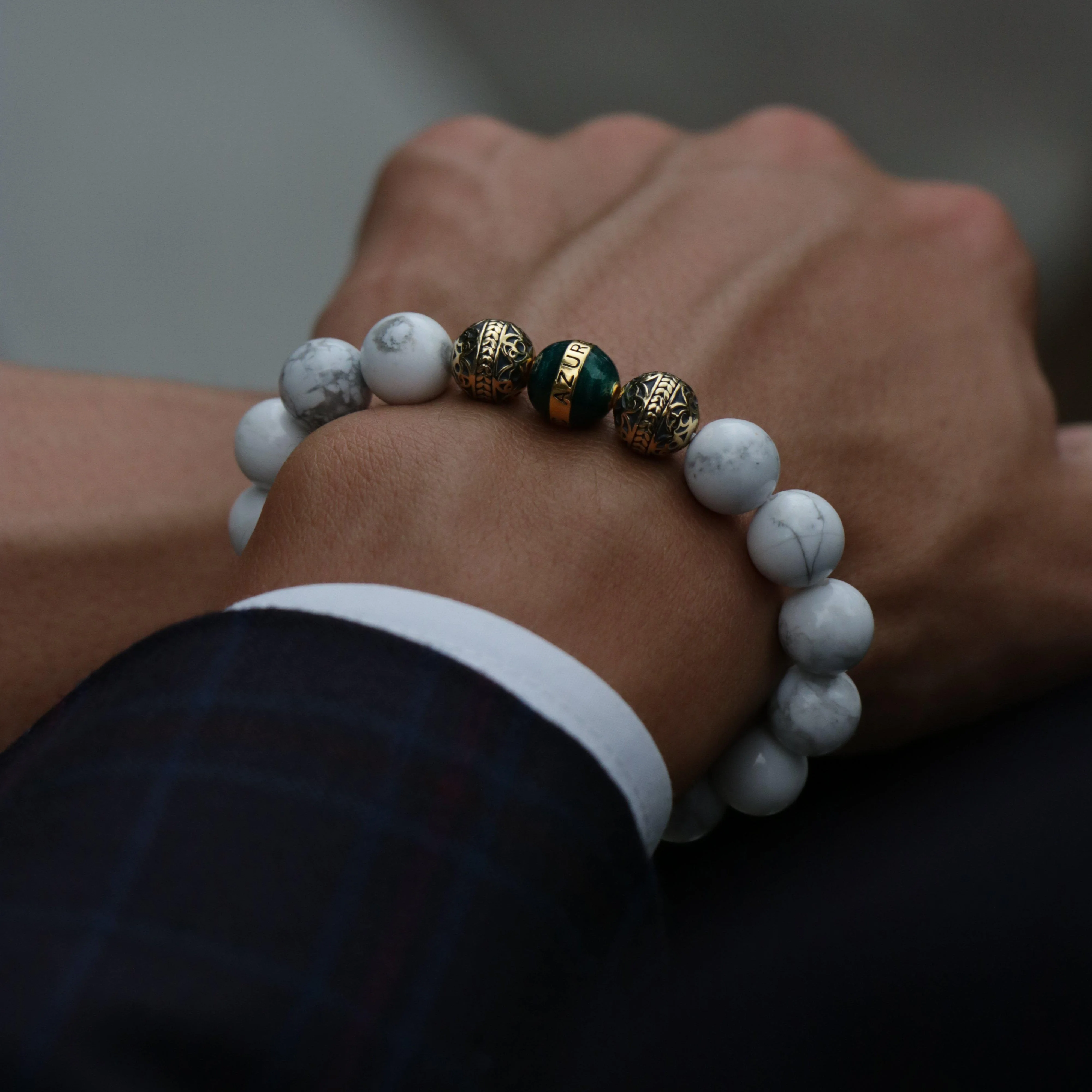 Gold Enamel Turquoise Howlite Bracelet - Image 5