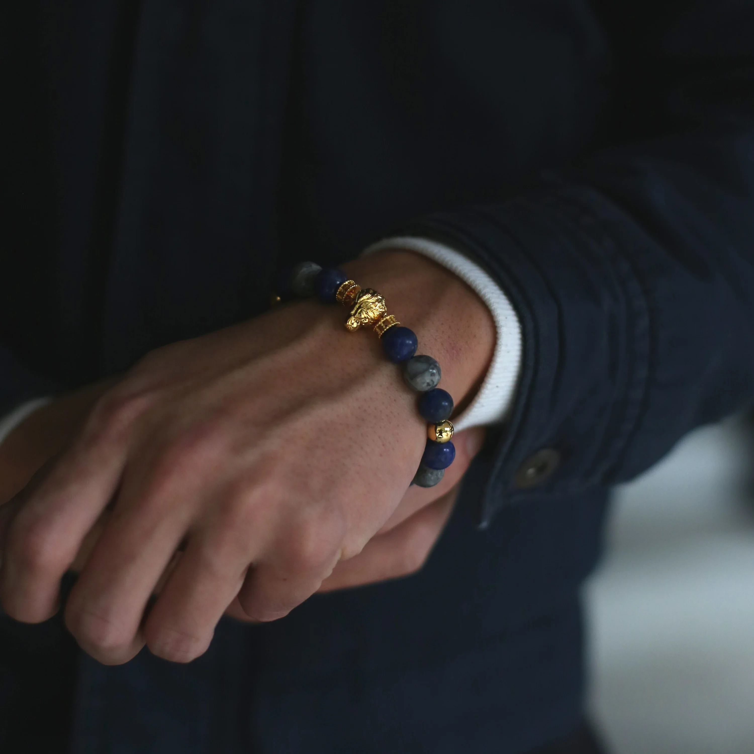 (Chain Only, without charm) Gemstones Gold Beads Bracelet - Lapis Jasper, Howlite Jade, Garnet Obsidian crystals - Image 10