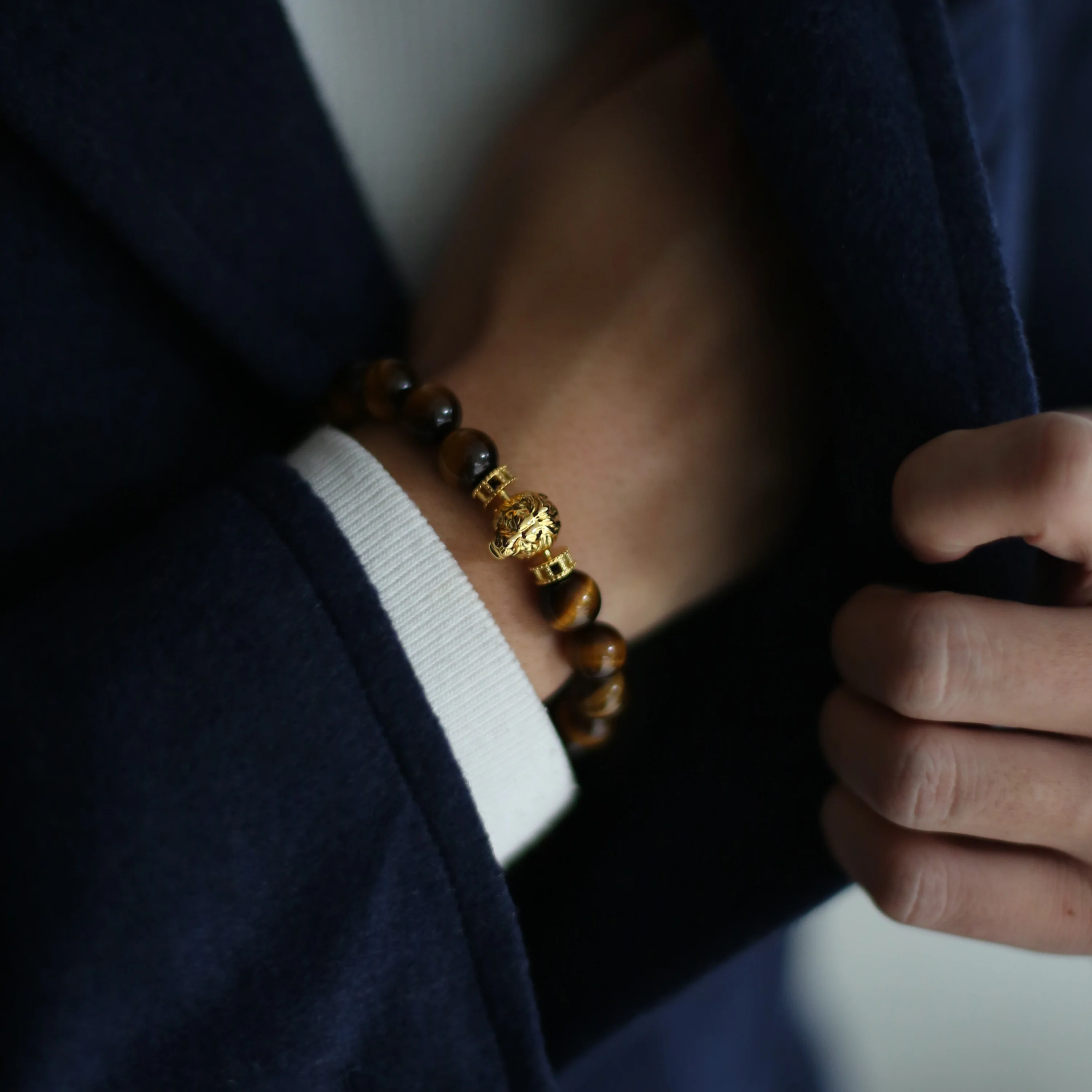 Gold Lion Bracelet with Tiger Eye - Image 2