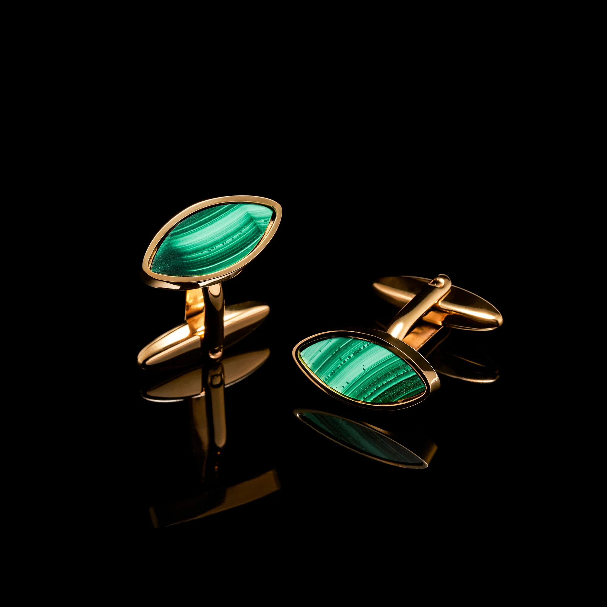 Gold Malachite Cufflinks| Eye Cufflinks