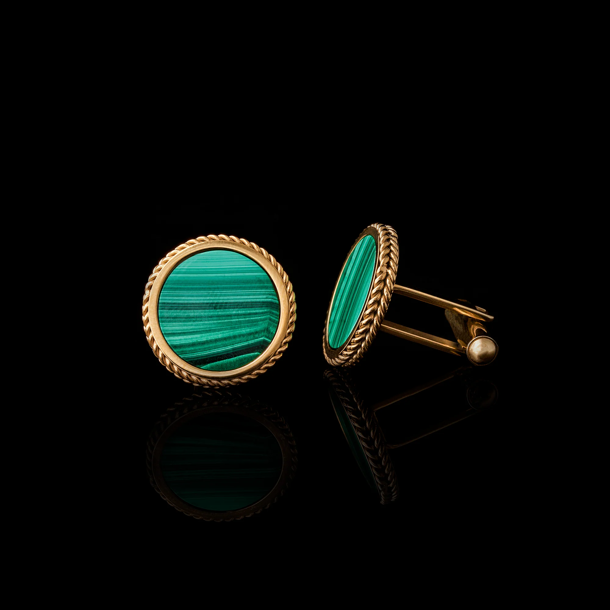 Gold Malachite Leaf Cufflinks