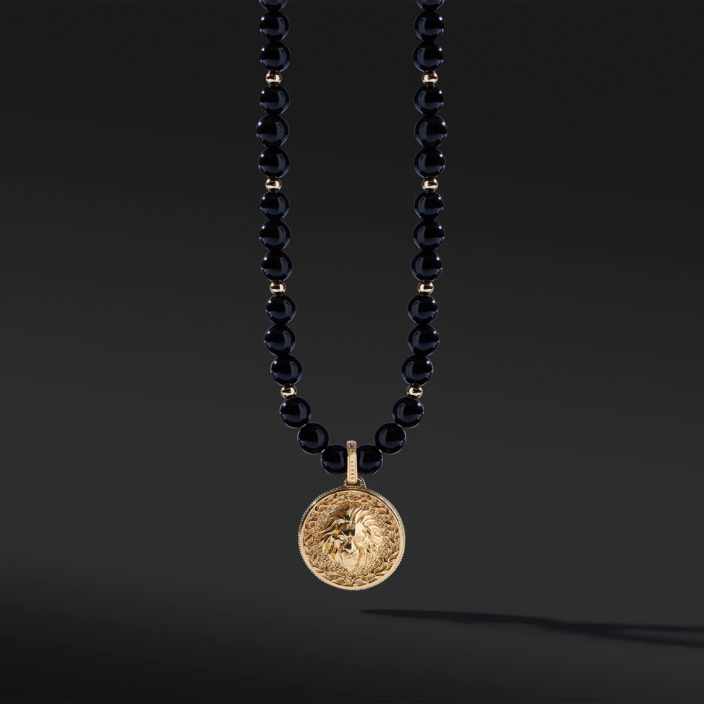 Gold Obsidian Beaded Necklace with Pendant - Image 2