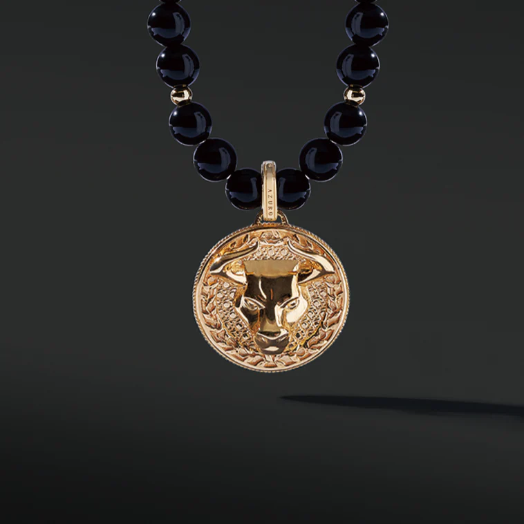 Gold Obsidian Beaded Necklace with Pendant - Image 5