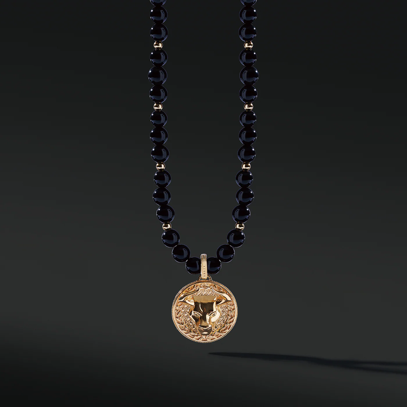 Gold Obsidian Beaded Necklace with Pendant - Image 8
