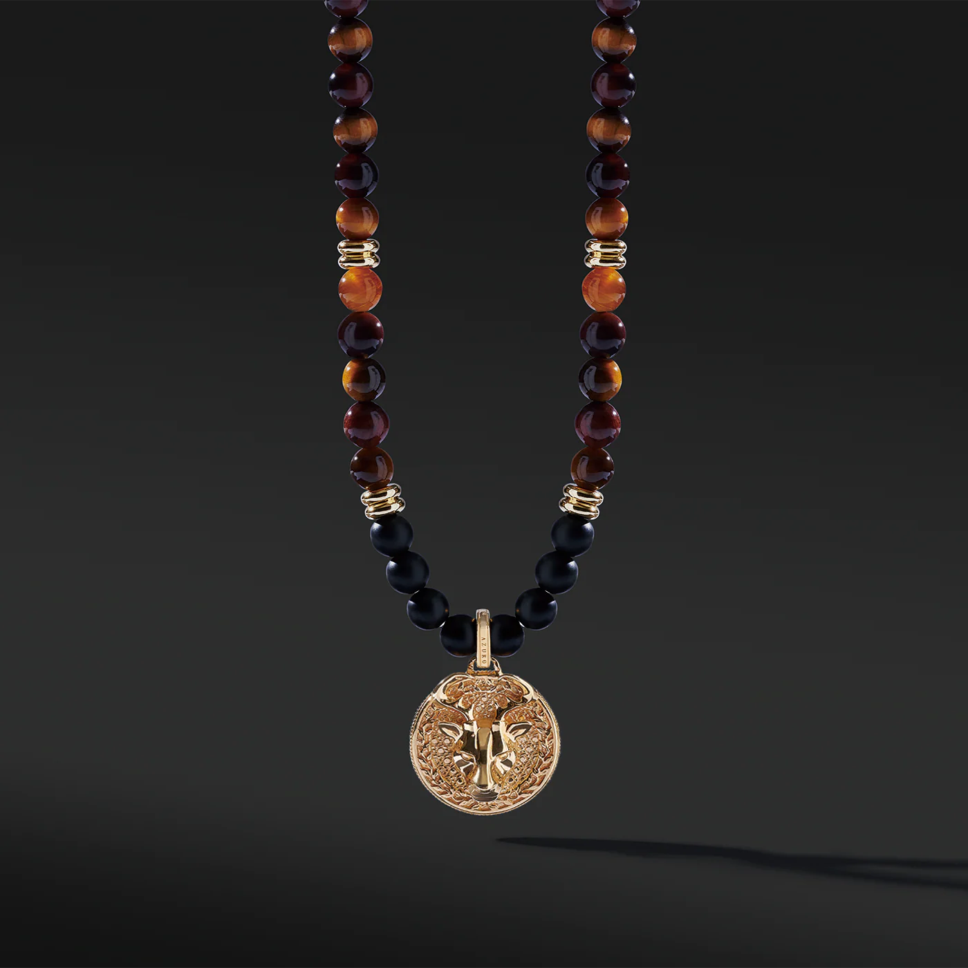 Gold Tiger Eye Beaded Necklace with Pendant - Image 4