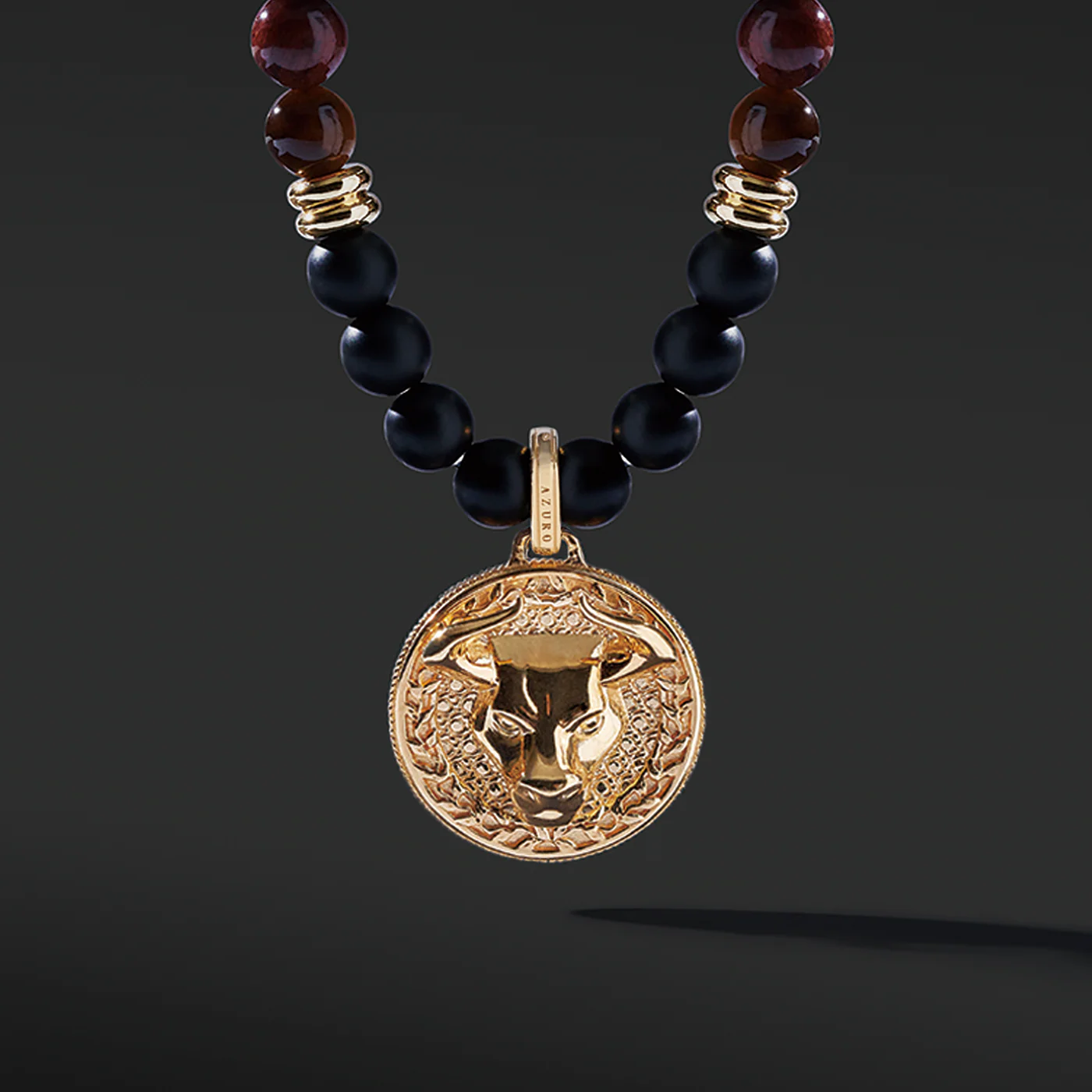 Gold Tiger Eye Beaded Necklace with Pendant - Image 5