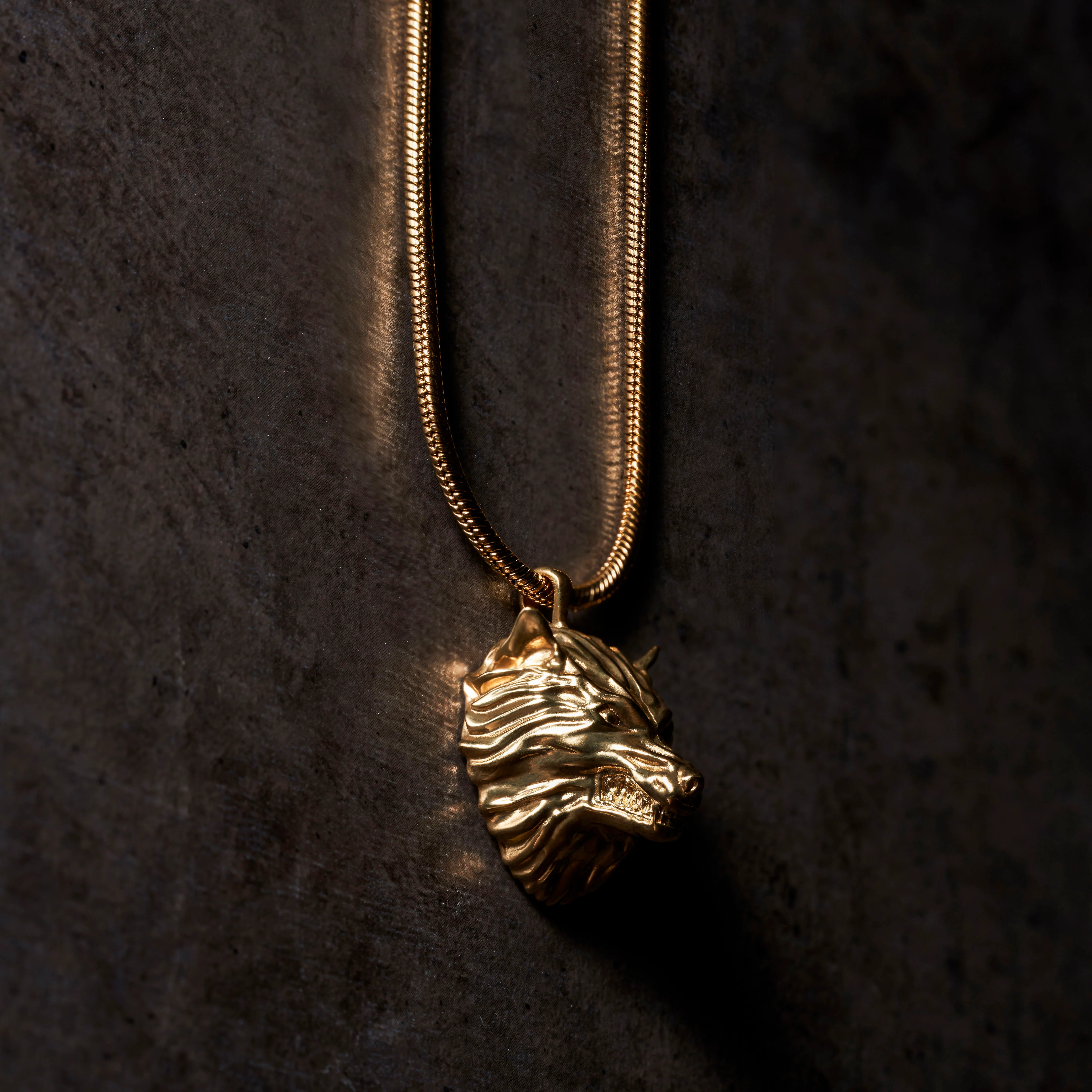 Gold Wolf Pendant Necklace