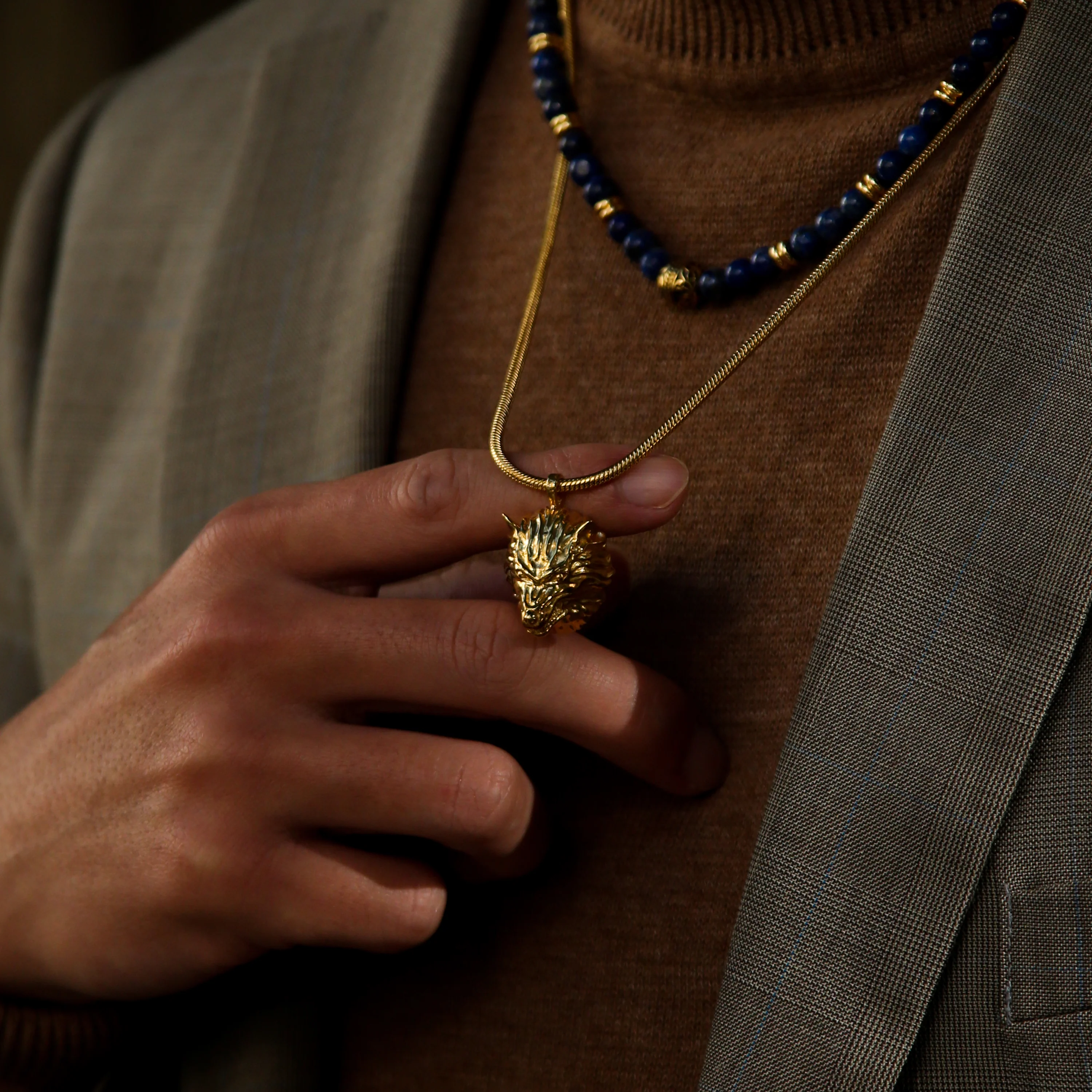 Gold Wolf Pendant Necklace - Image 5