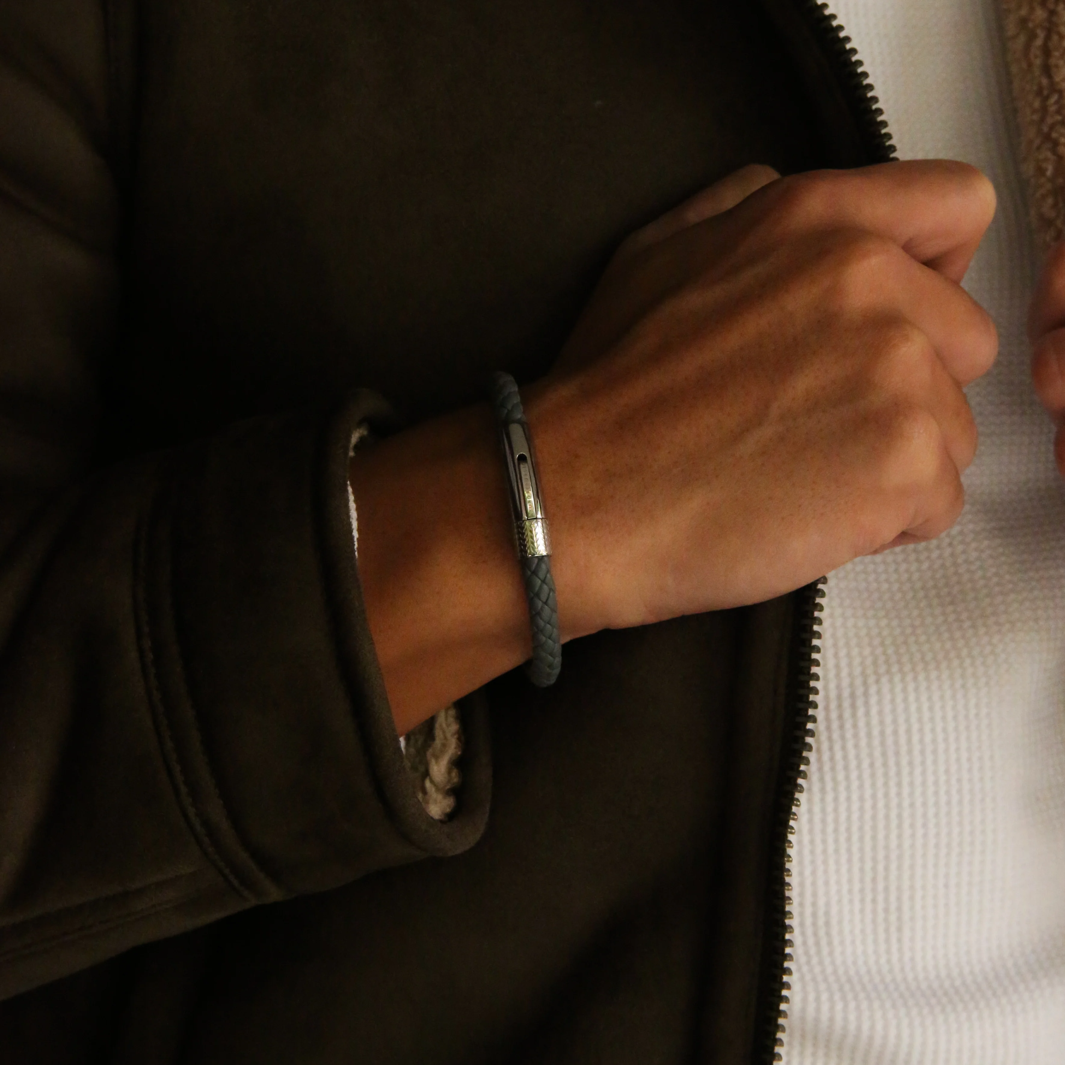 Gray Leather Bracelet - Image 2