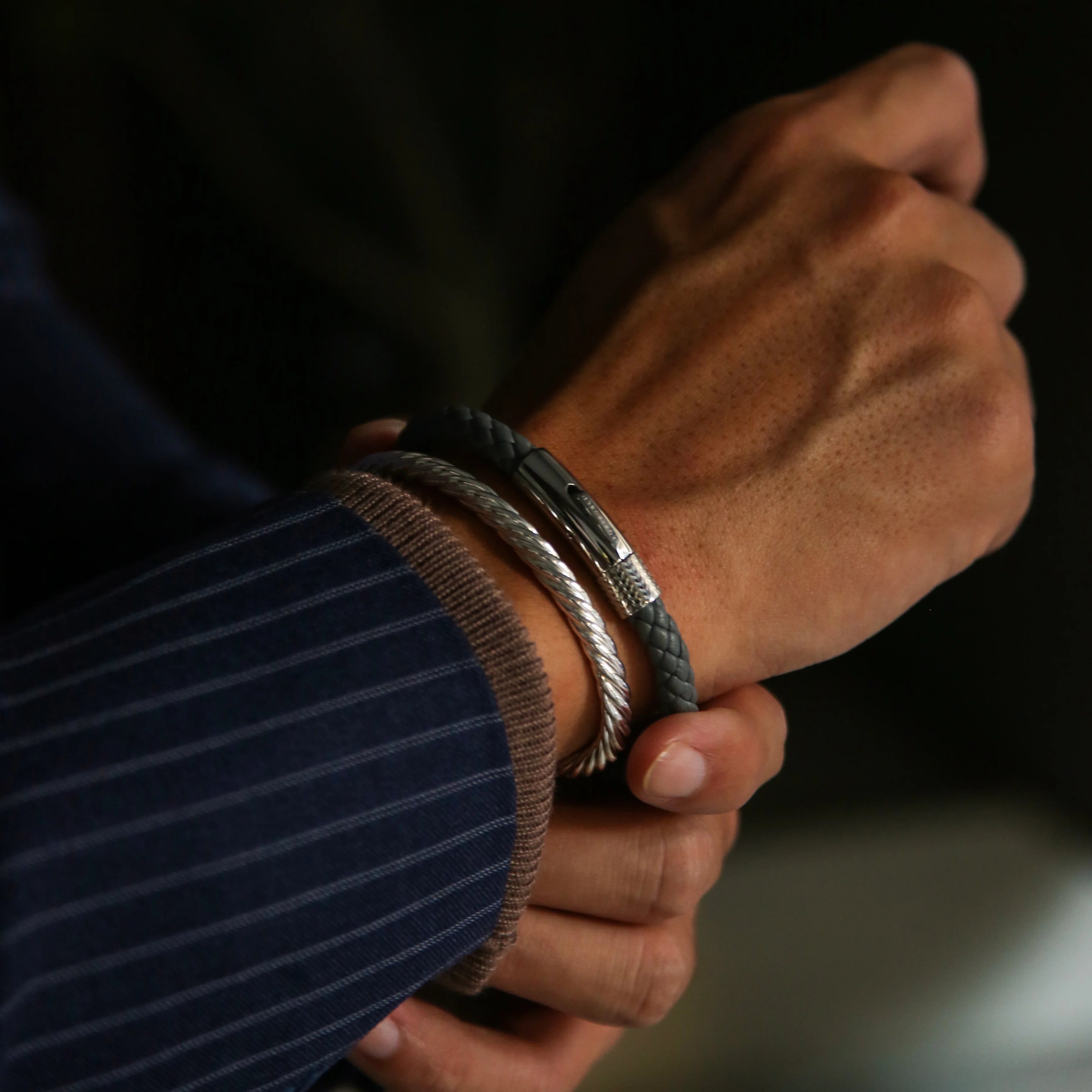 Gray Leather Bracelet - Image 3
