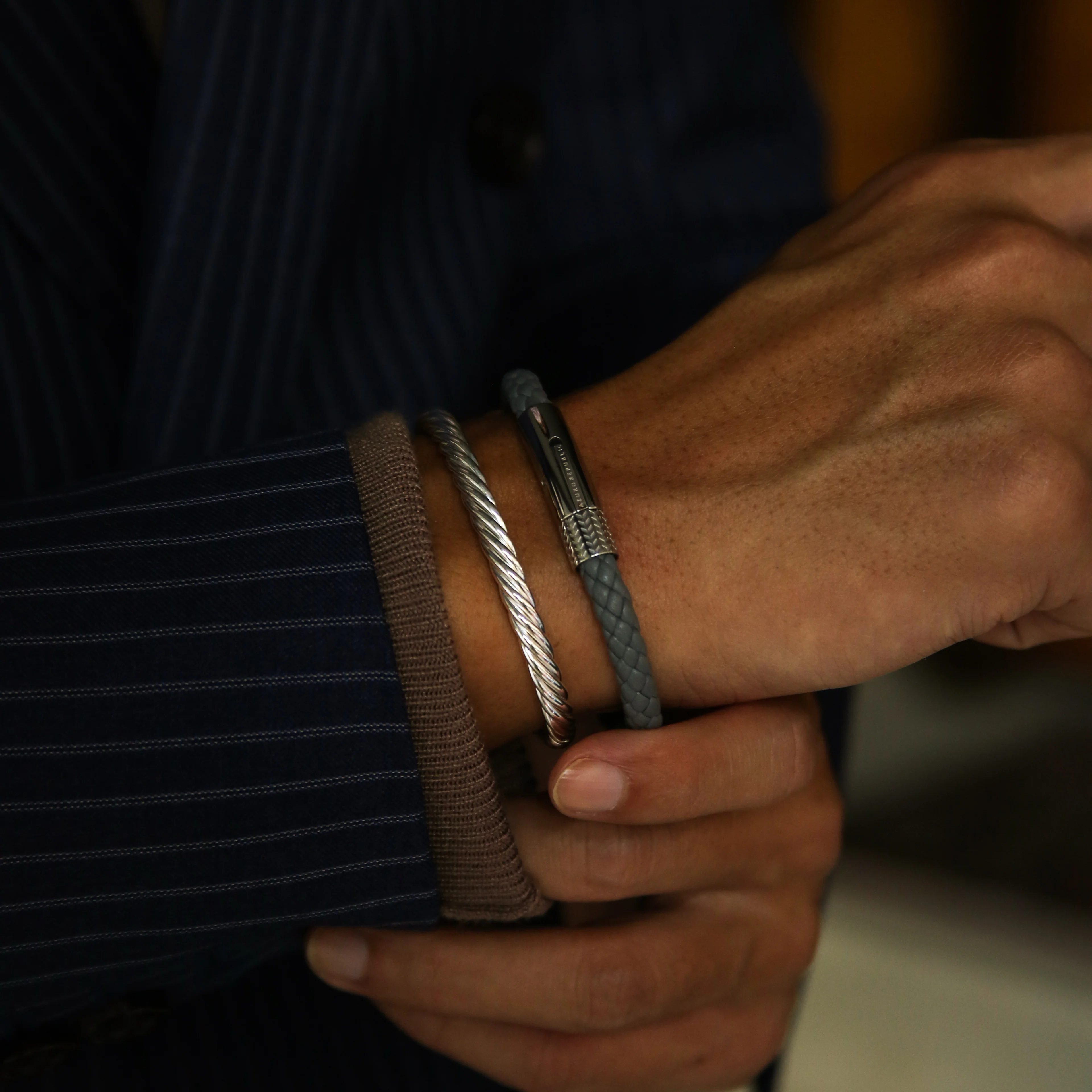 Gray Leather Bracelet - Image 4