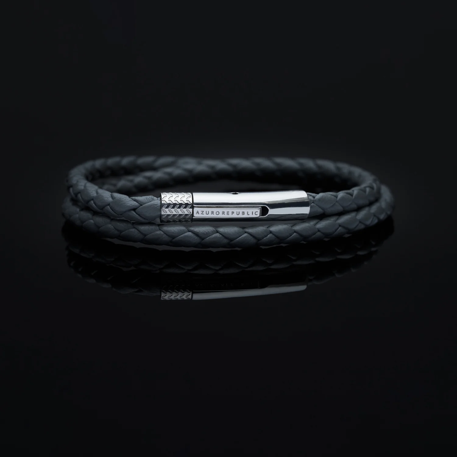 Gray Leather Wrap Bracelet