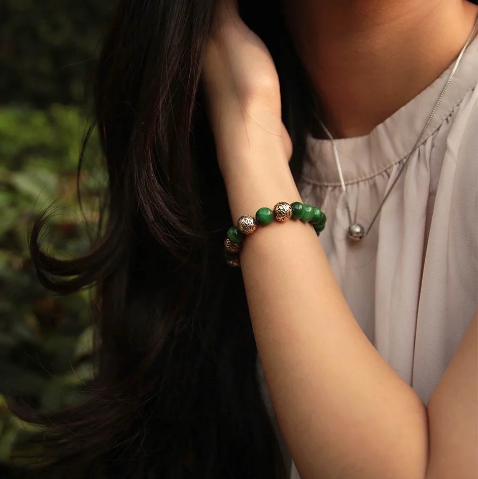 Green Tiger Eye Gold Bracelet - Image 5