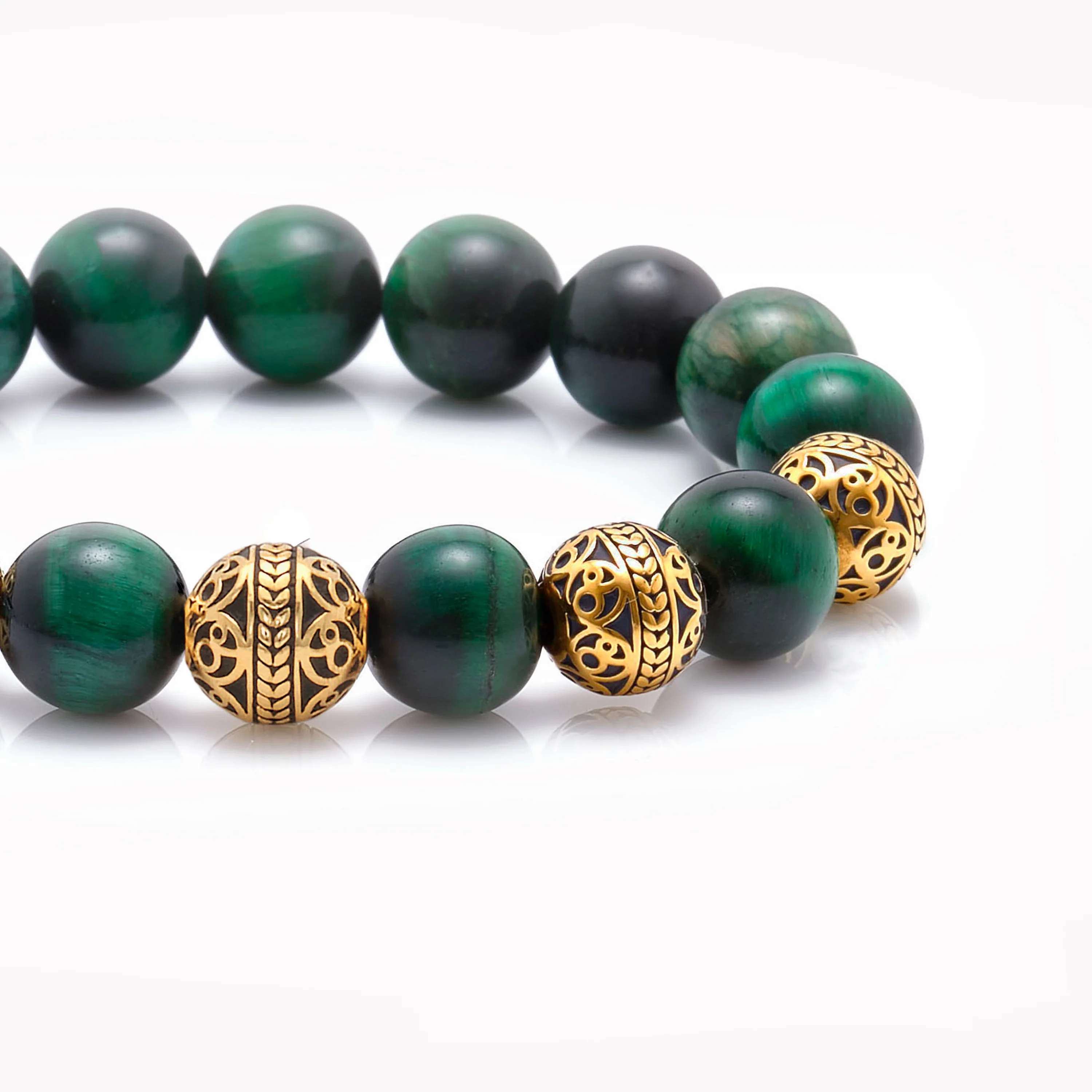 Green Tiger Eye Gold Bracelet - Image 7