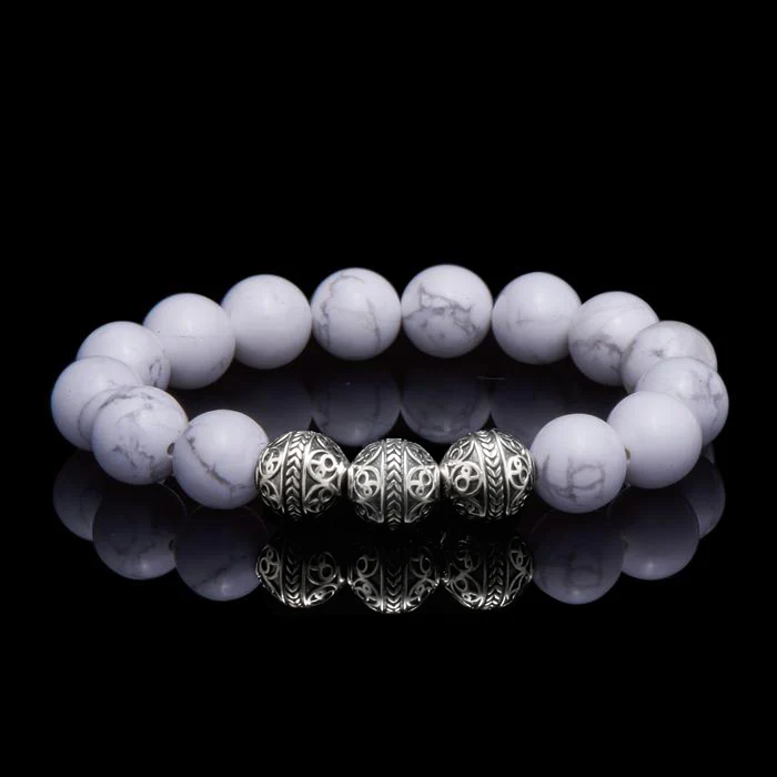 Classic Silver Howlite Beaded Bracelet