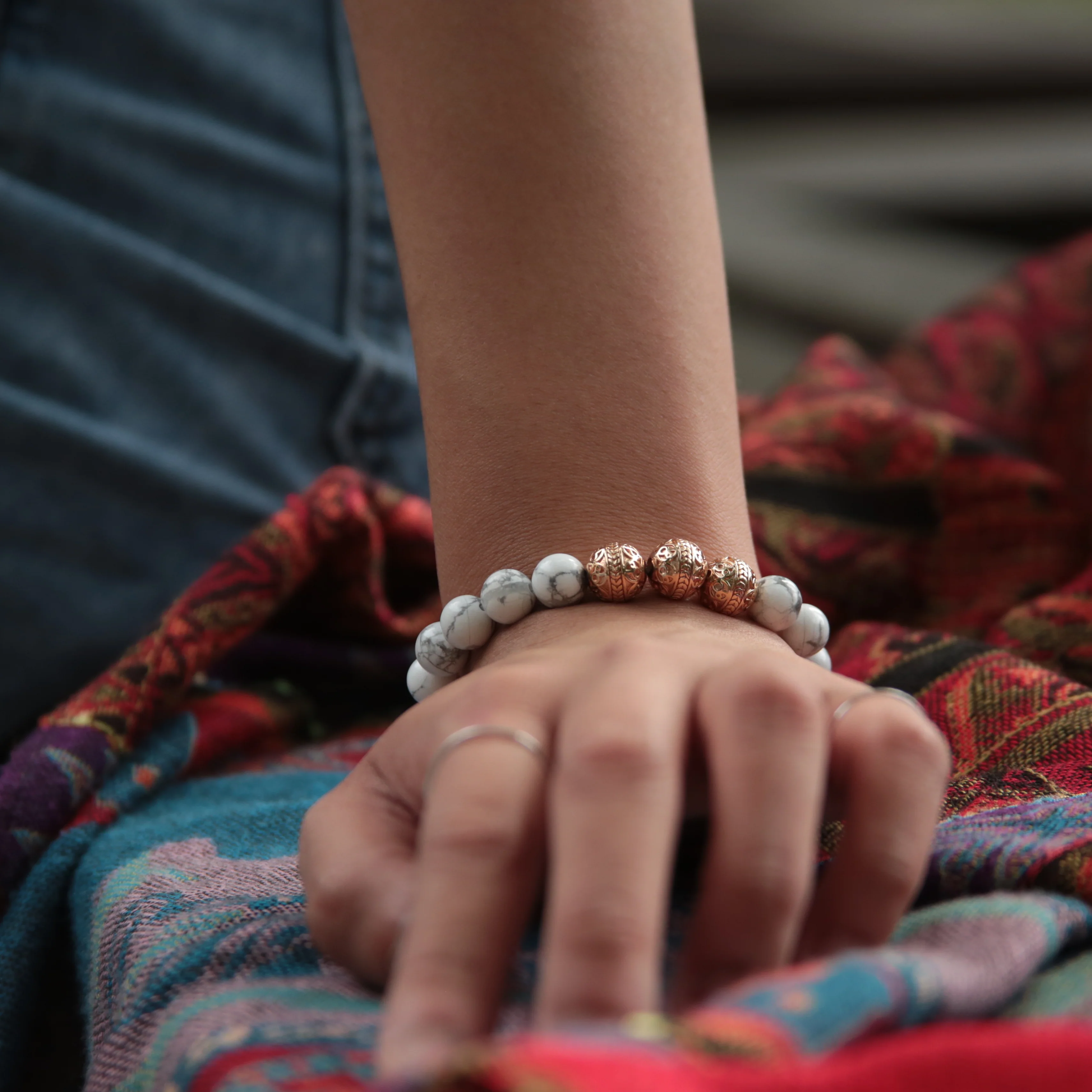 Rose Gold Classic Howlite Bracelet - Image 3