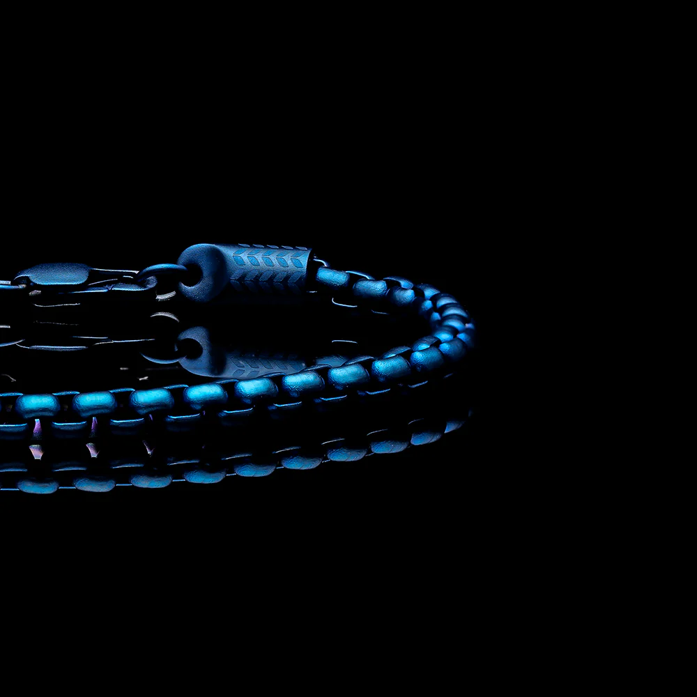 Laurel Box Chain Bracelet | Matt Blue Color - Image 2