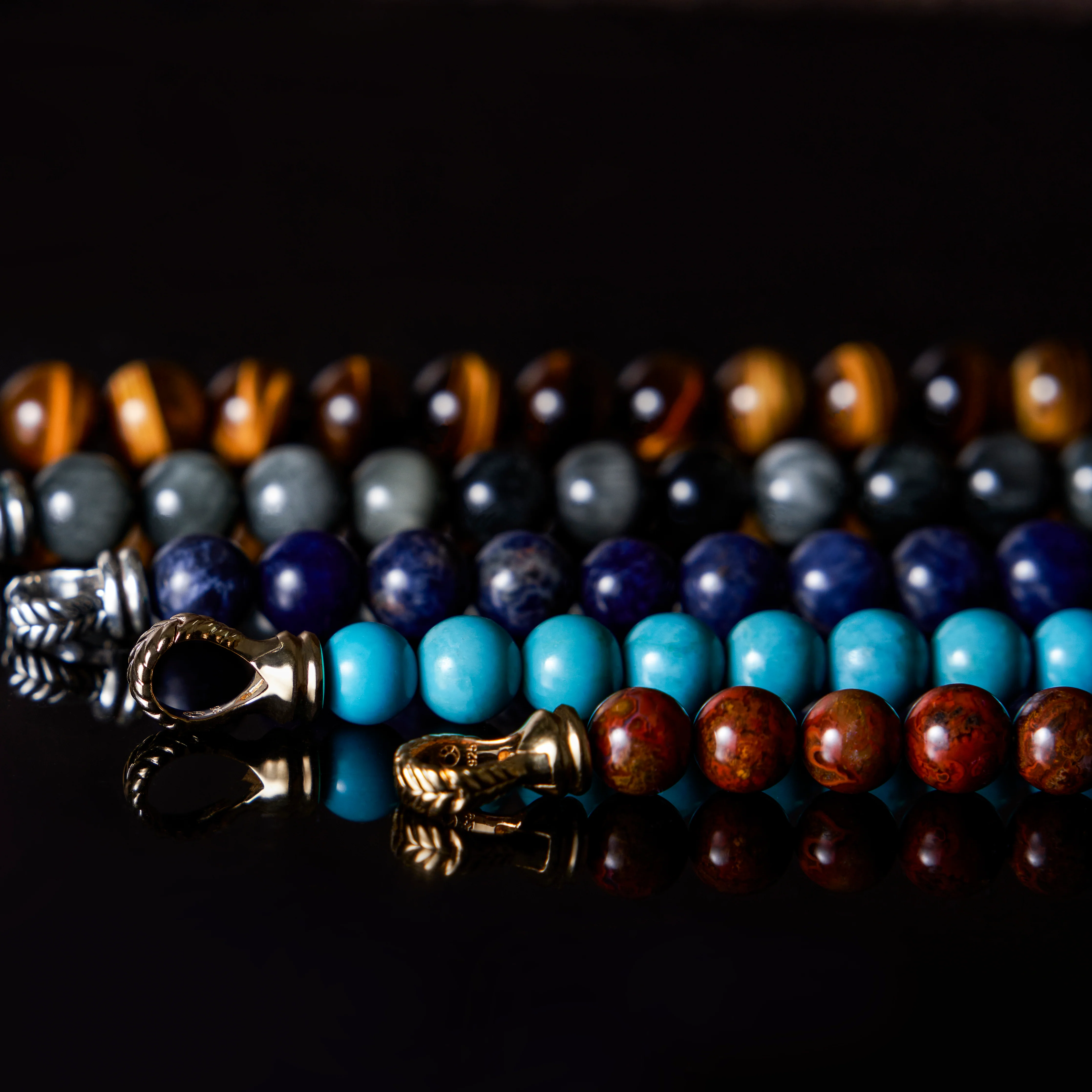 Laurel Silver Hawk Eye Beaded Bracelet - Image 5