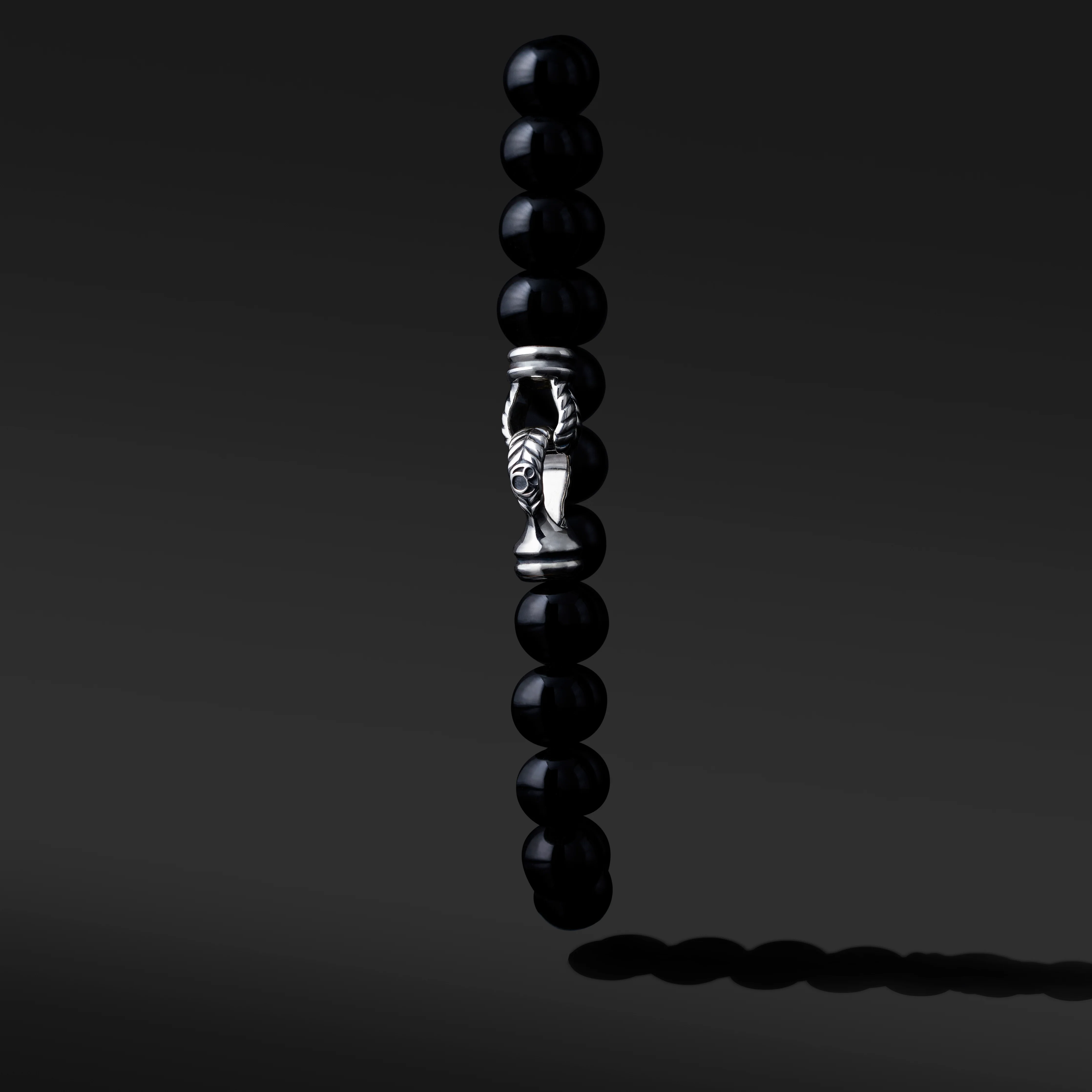 Laurel Silver Onyx Beaded Bracelet - Image 2