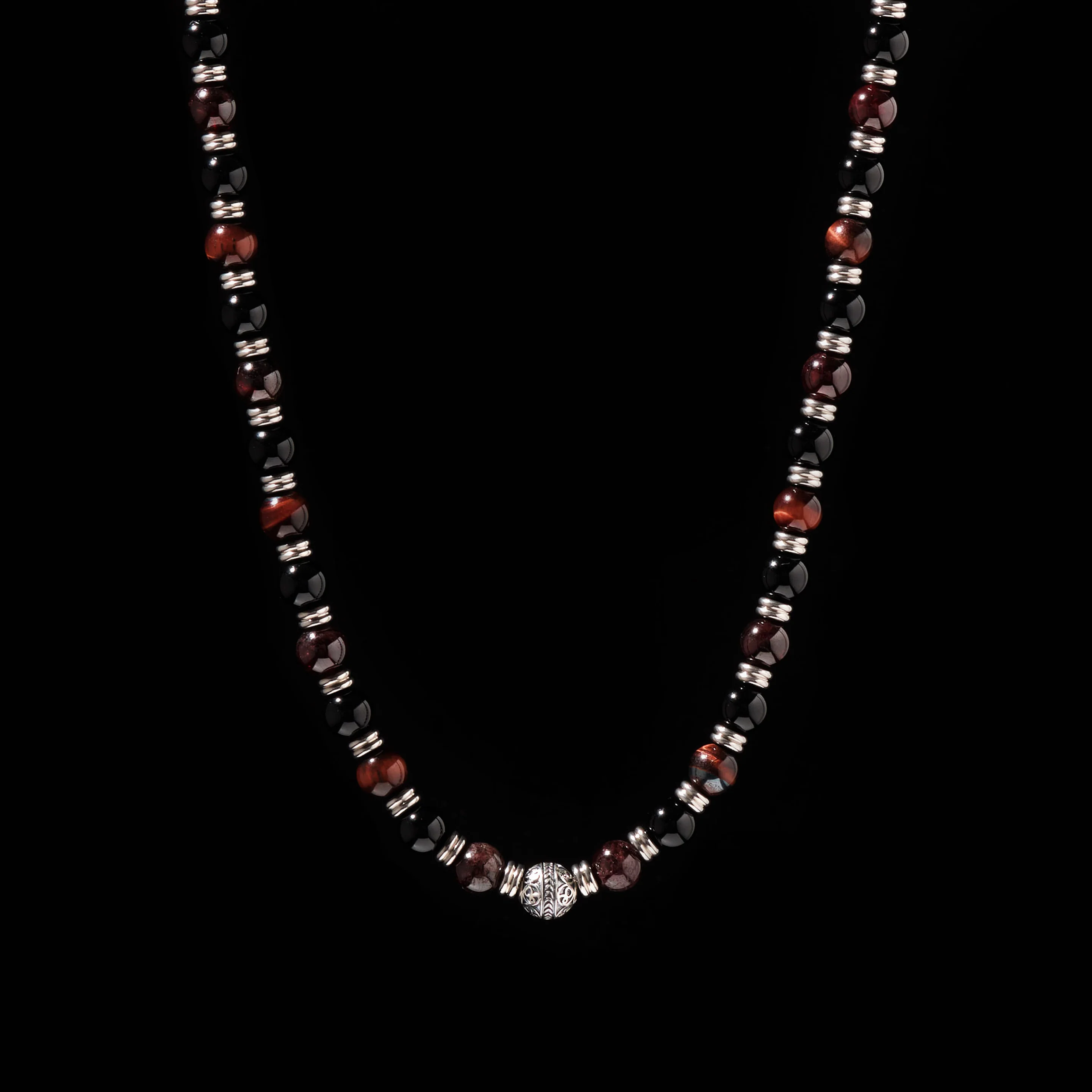 Obsidian, Red Tiger Eye, Garnet Mixed Crystals Necklace - Image 3