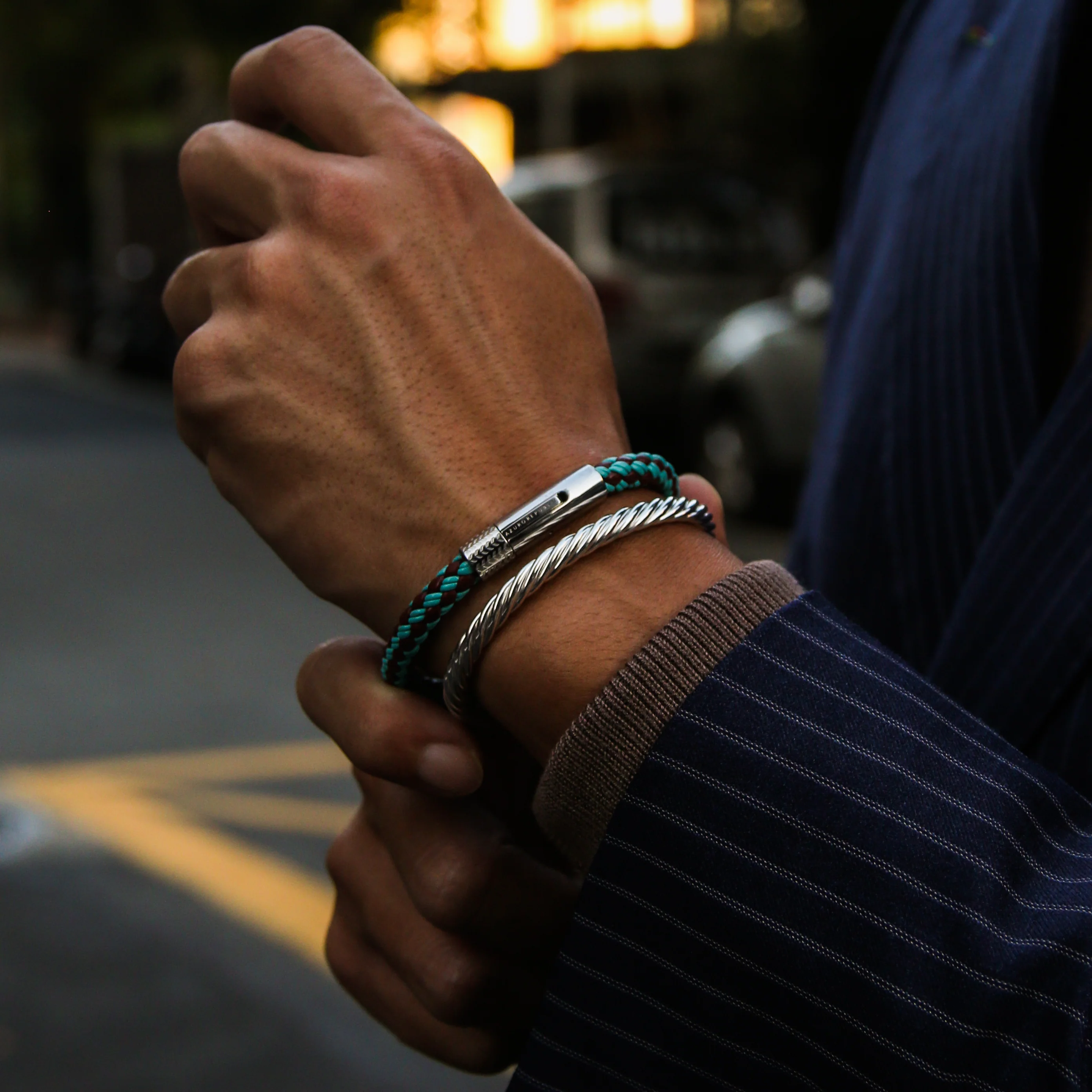 Mix Turquoise, Burgundy Leather Bracelet - Image 2