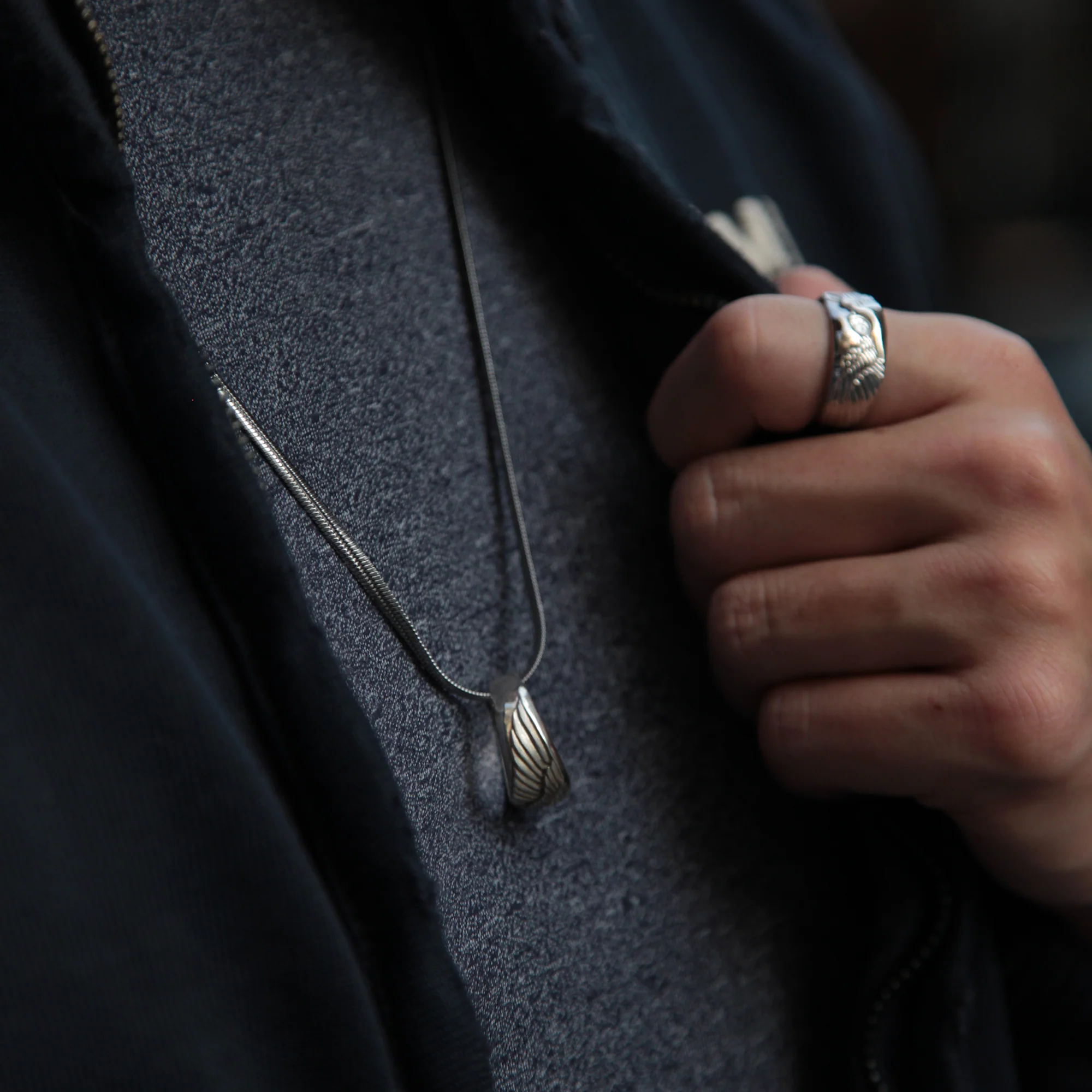 Angel Wing Ring, Snake Necklace - Image 2